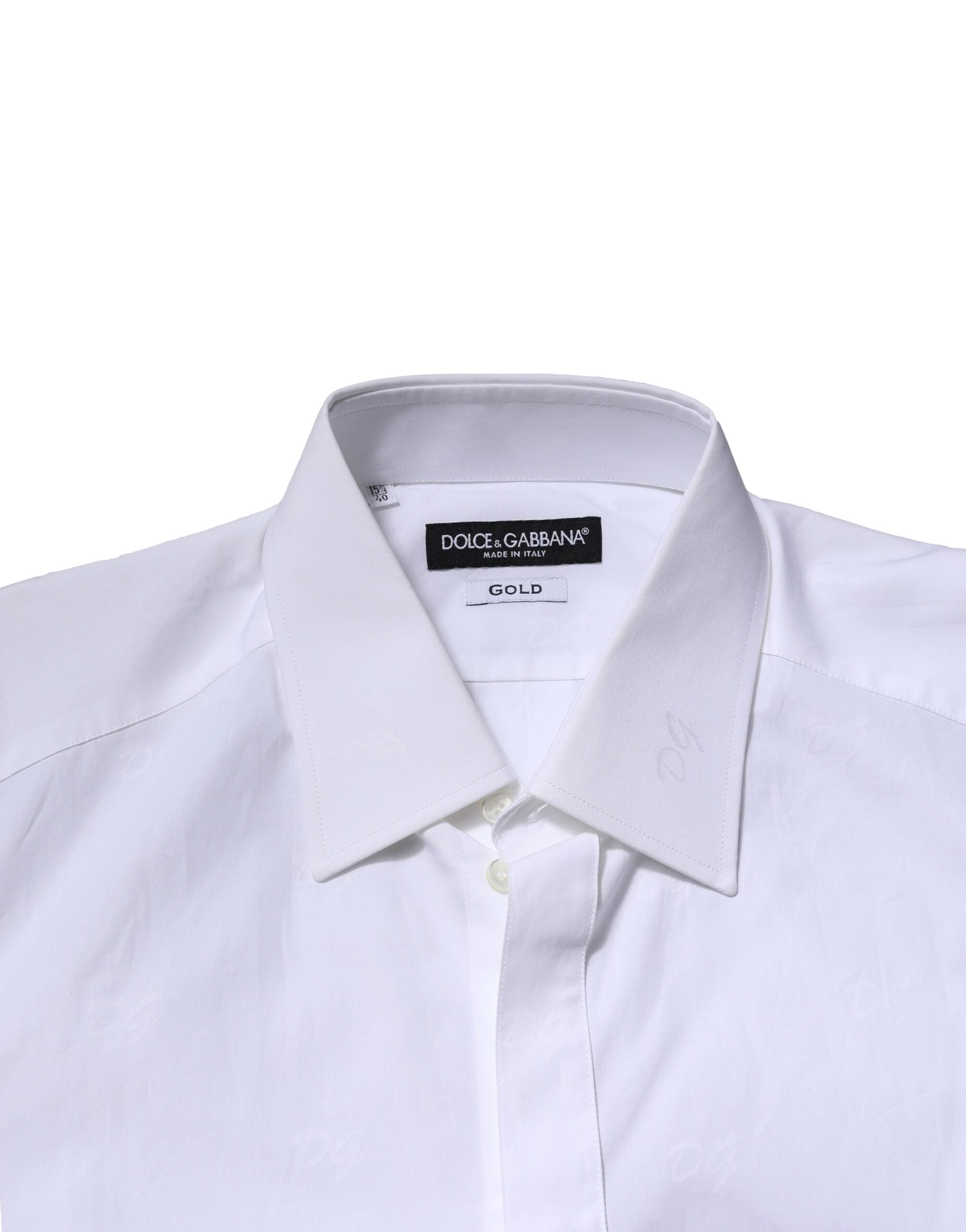 Dolce & Gabbana White GOLD Long Sleeves Dress Formal Men's Shirt (Pre-Owned)