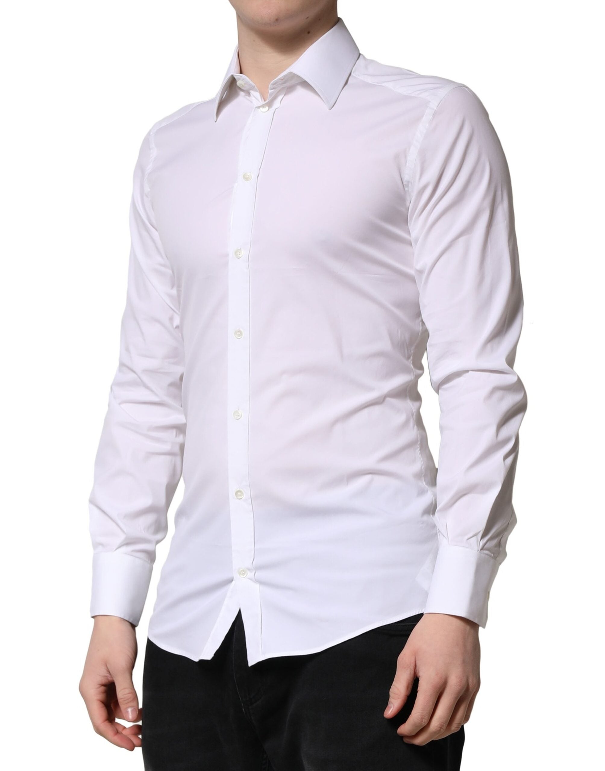Dolce & Gabbana White GOLD Long Sleeves Men Dress Formal Men's Shirt