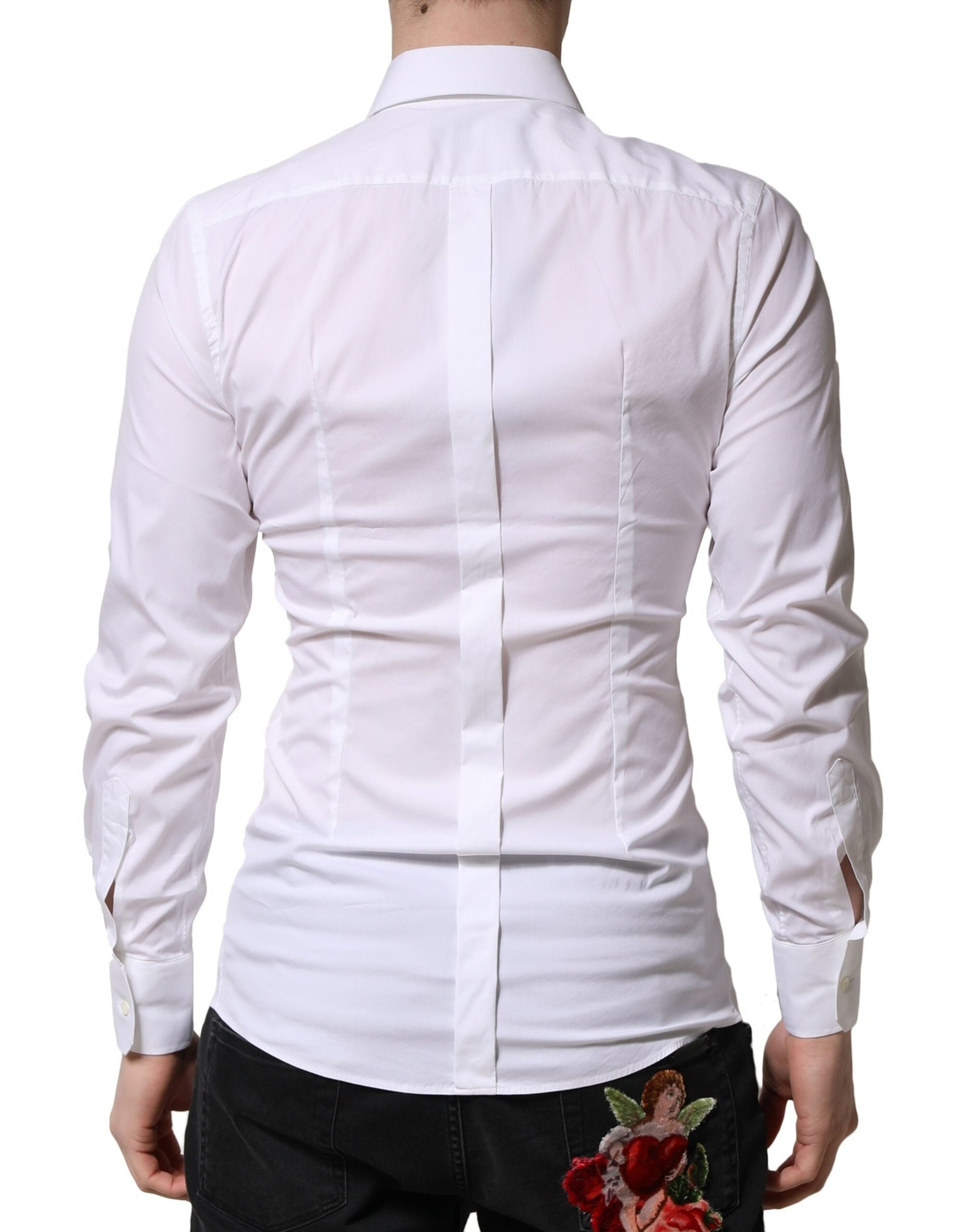 Dolce & Gabbana White GOLD Long Sleeves Men Dress Formal Men's Shirt