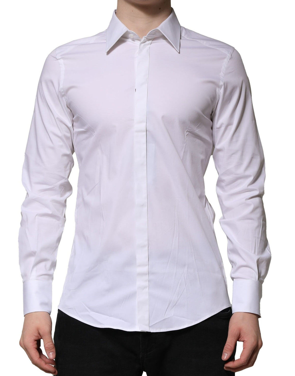 Dolce & Gabbana White MARTINI Long Sleeves Dress Formal Men's Shirt (Pre-Owned)