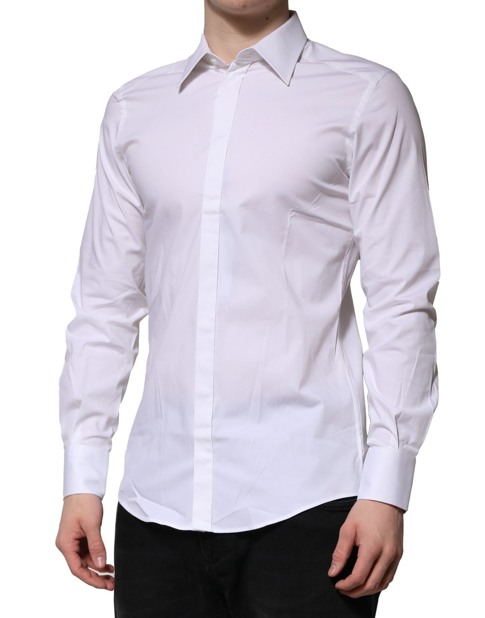 Dolce & Gabbana White MARTINI Long Sleeves Dress Formal Men's Shirt (Pre-Owned)