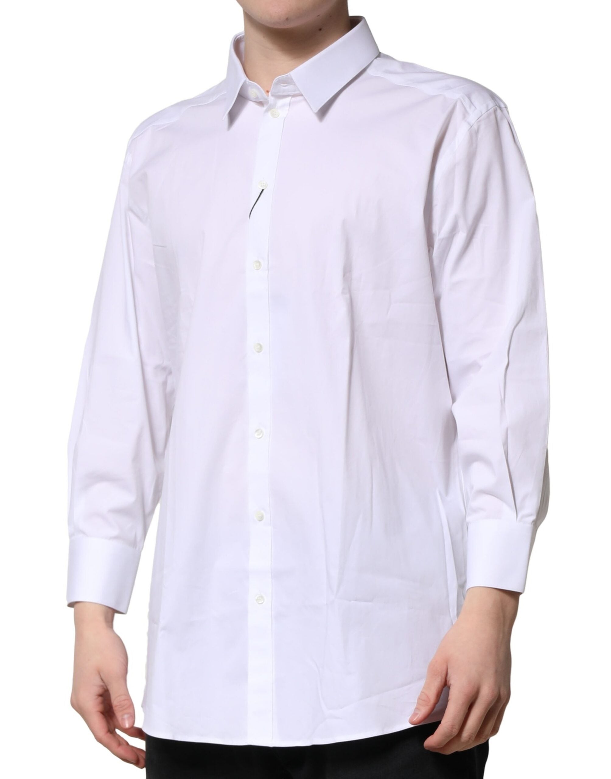 Dolce & Gabbana White GOLD Long Sleeves Dress Formal Men's Shirt