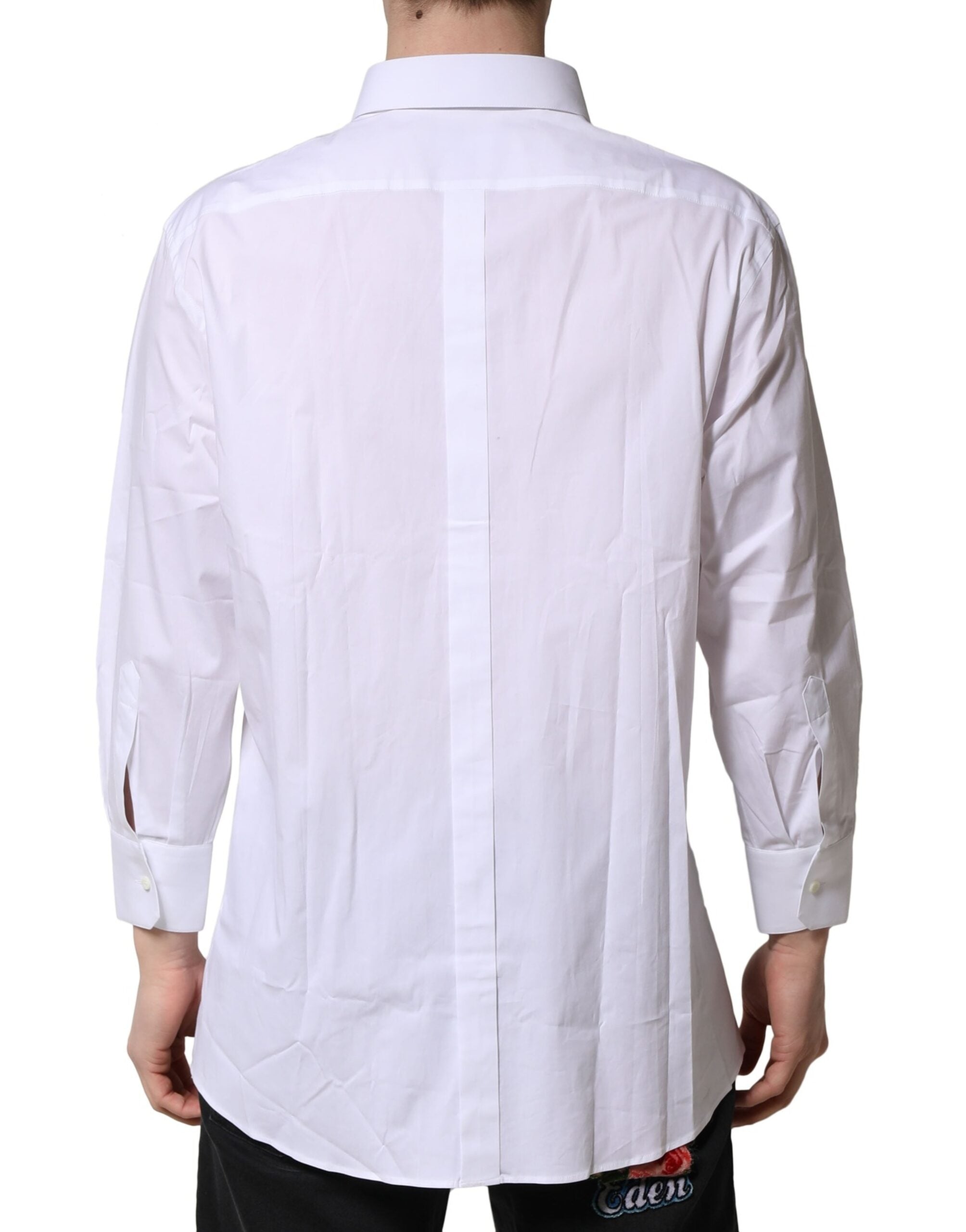 Dolce & Gabbana White GOLD Long Sleeves Dress Formal Men's Shirt