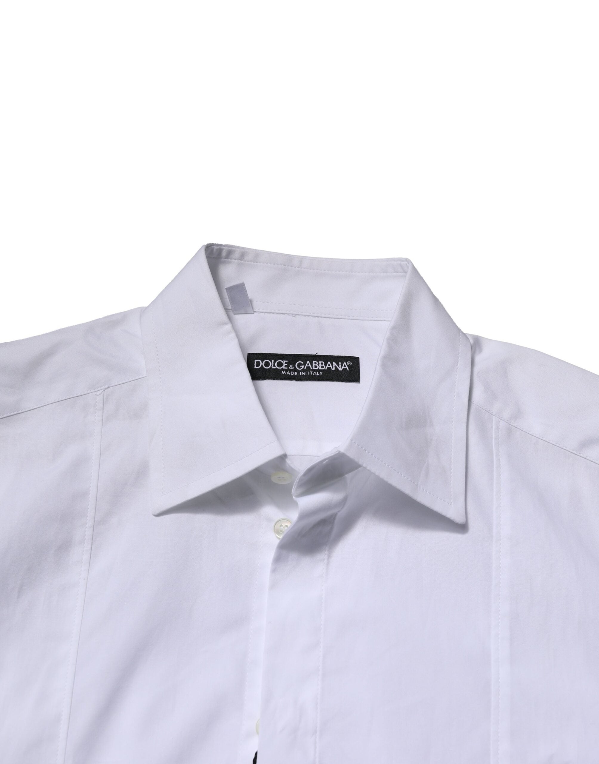 Dolce & Gabbana White Cotton Short Sleeves Dress Formal Men's Shirt (Pre-Owned)