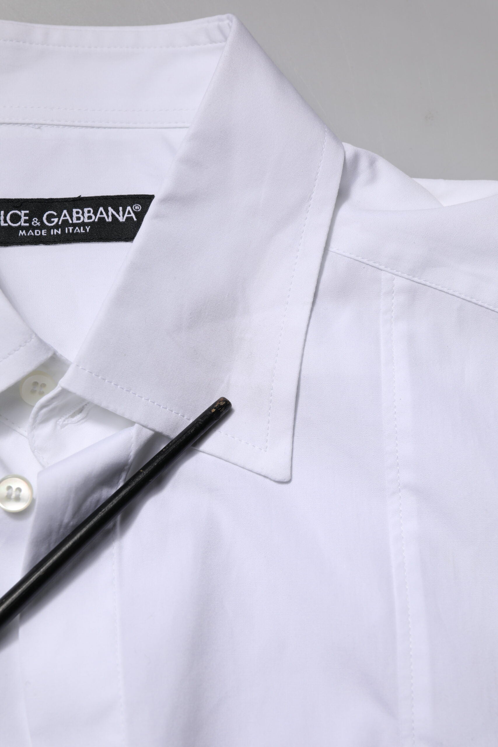 Dolce & Gabbana White Cotton Short Sleeves Dress Formal Men's Shirt (Pre-Owned)