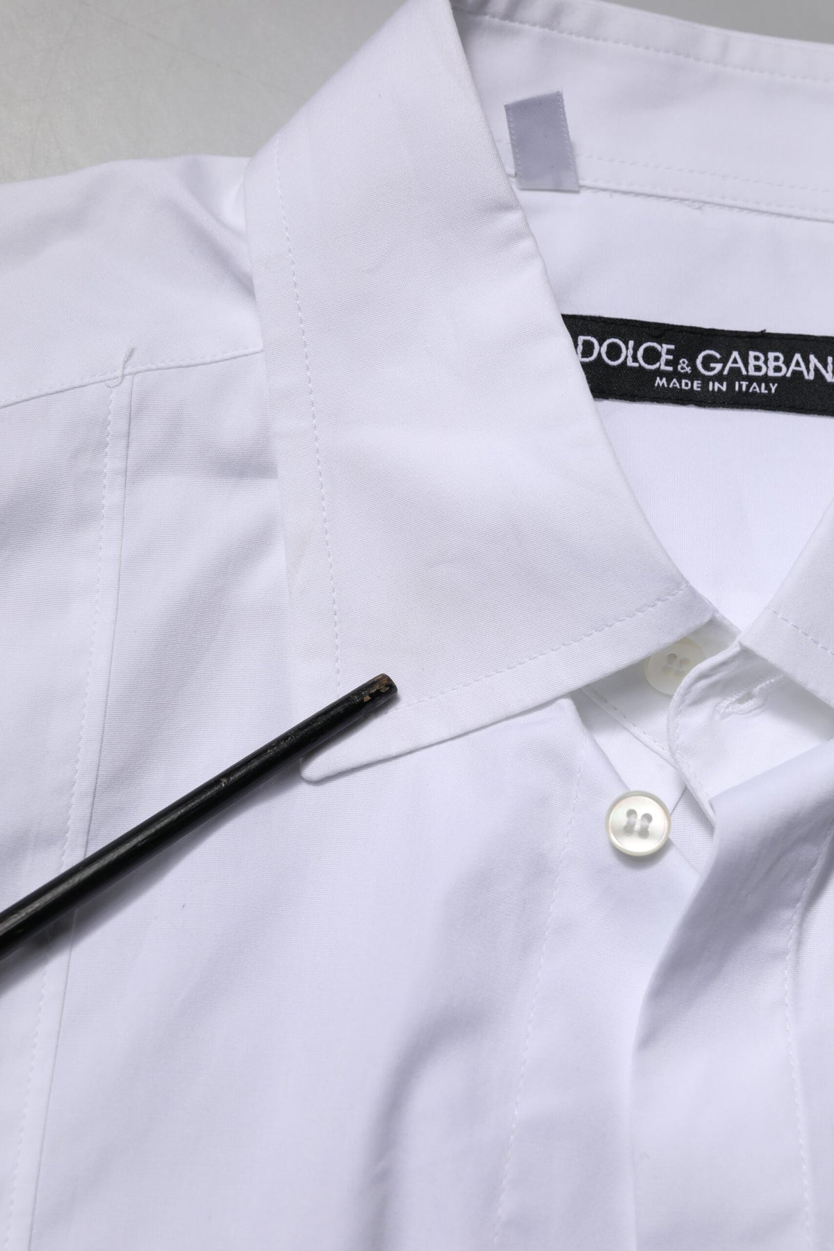 Dolce & Gabbana White Cotton Short Sleeves Dress Formal Men's Shirt (Pre-Owned)