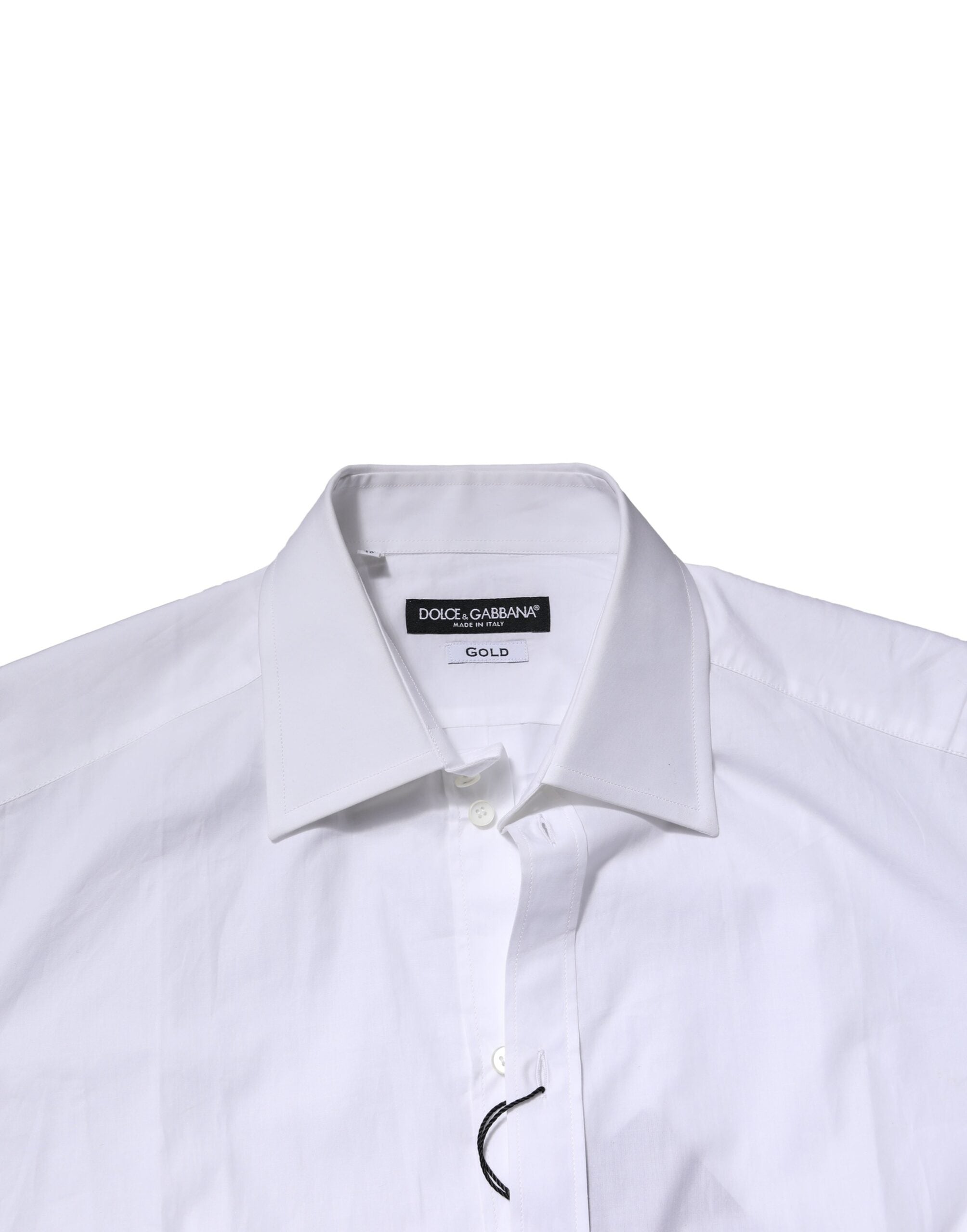 Dolce & Gabbana White Cotton Long Sleeves GOLD Formal Men's Shirt