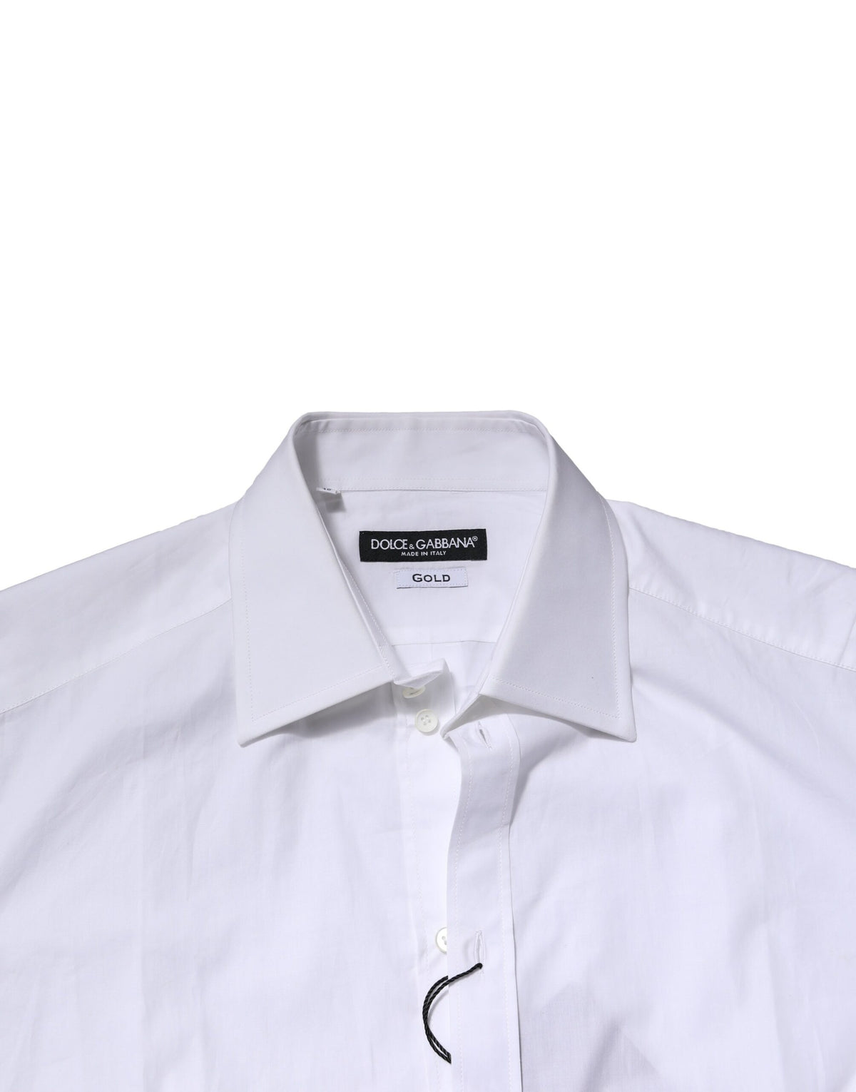 Dolce & Gabbana White Cotton Long Sleeves GOLD Formal Men's Shirt