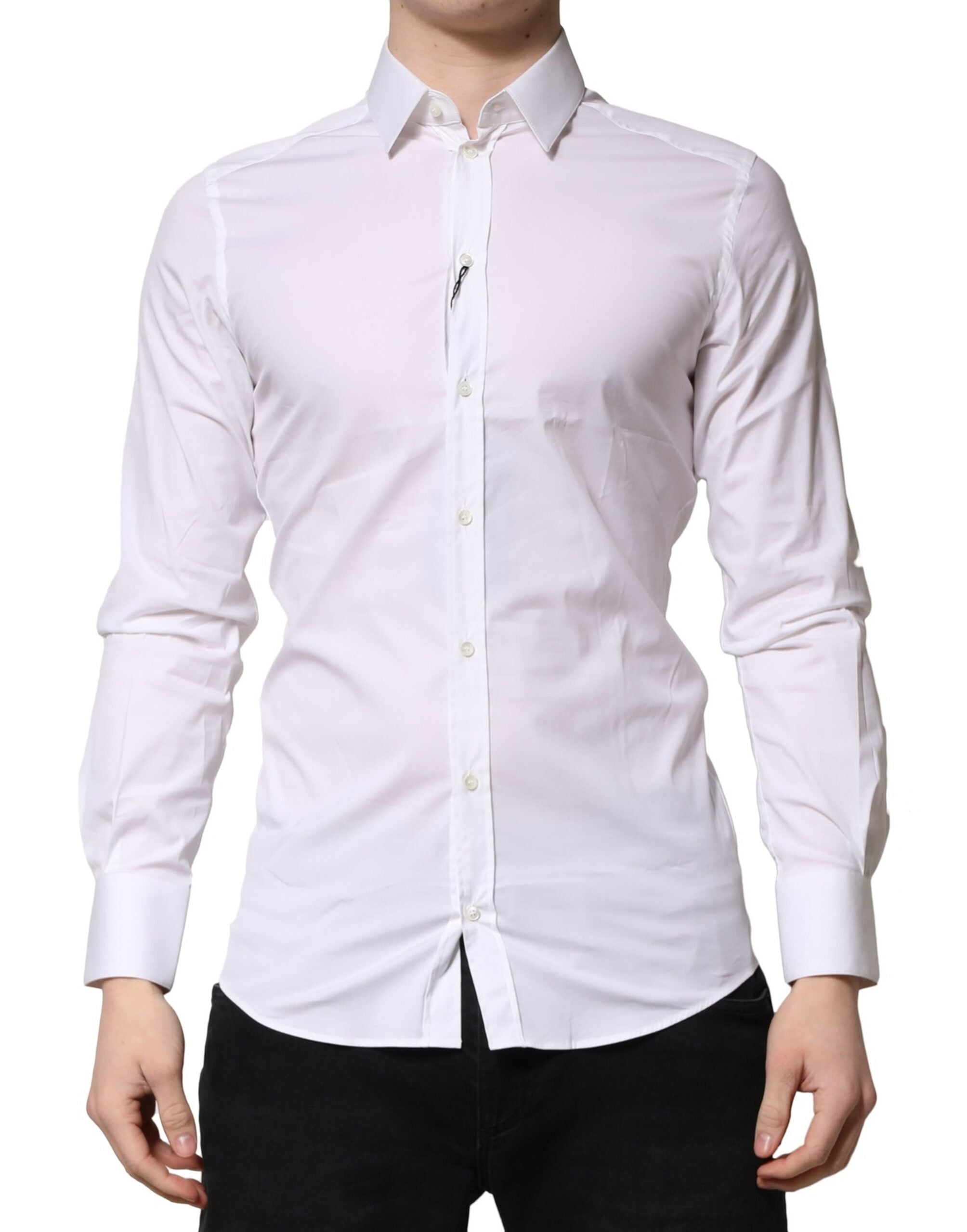 Dolce & Gabbana White GOLD Long Sleeves Dress Formal Men's Shirt (Pre-Owned)
