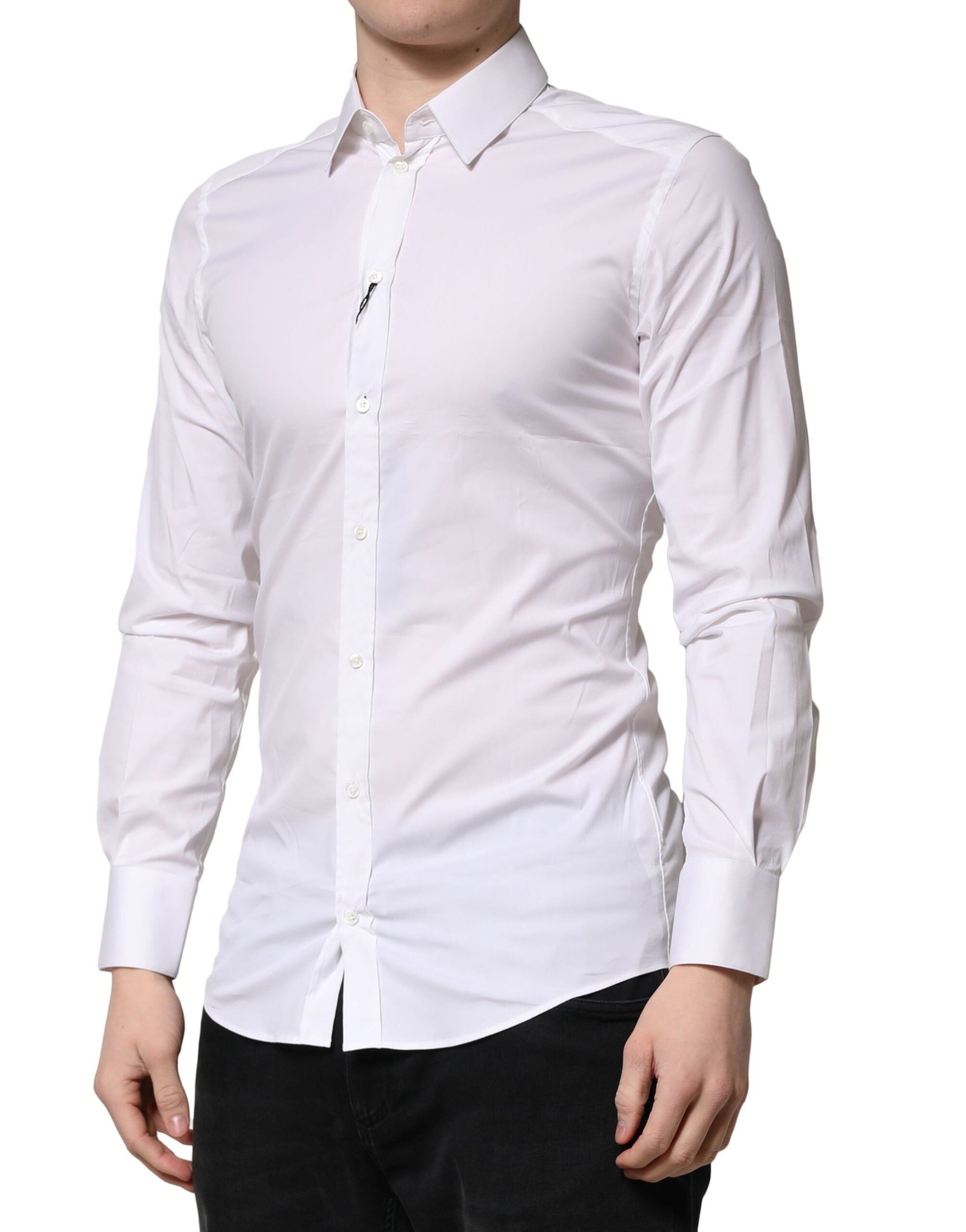 Dolce & Gabbana White GOLD Long Sleeves Dress Formal Men's Shirt (Pre-Owned)