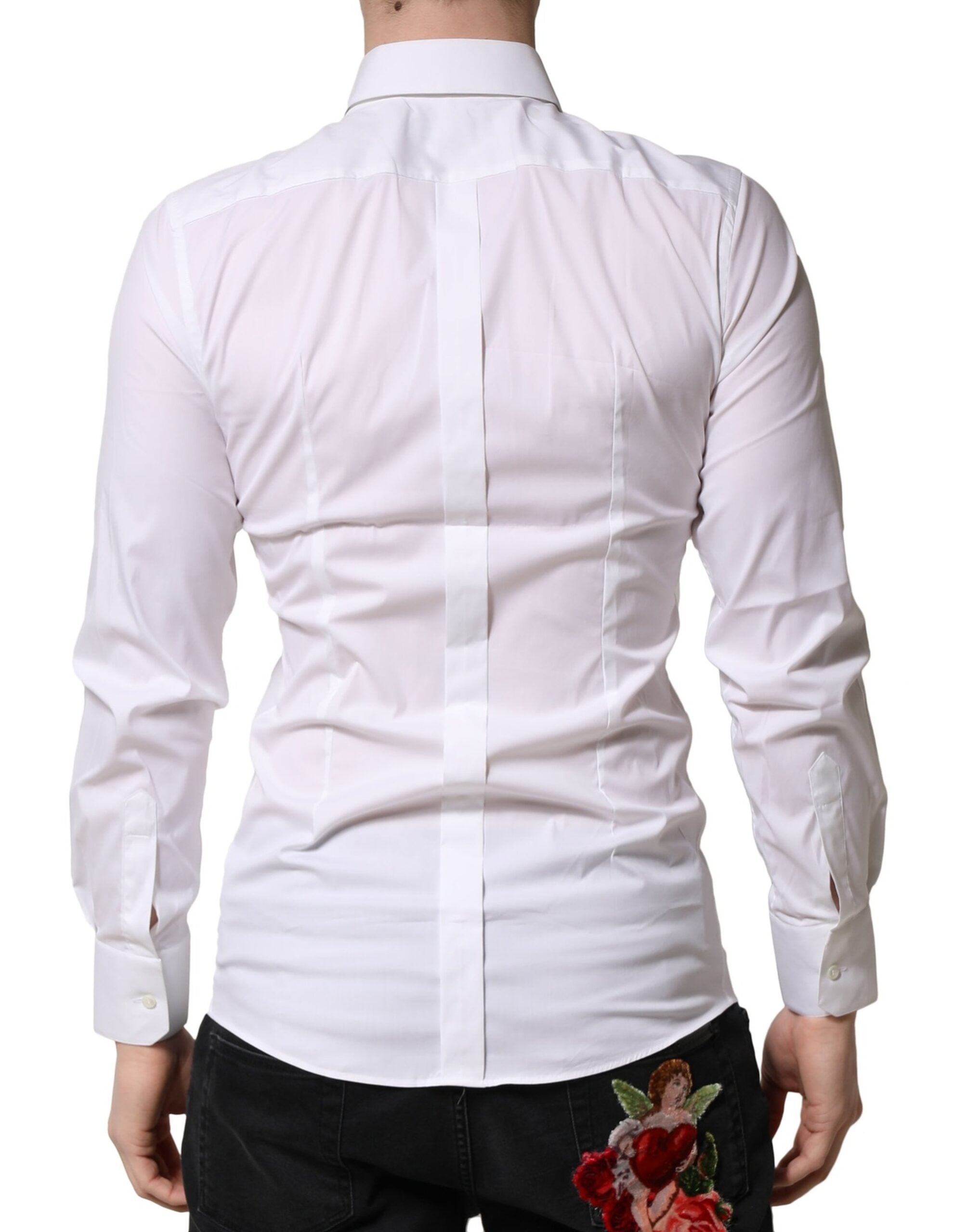 Dolce & Gabbana White GOLD Long Sleeves Dress Formal Men's Shirt (Pre-Owned)