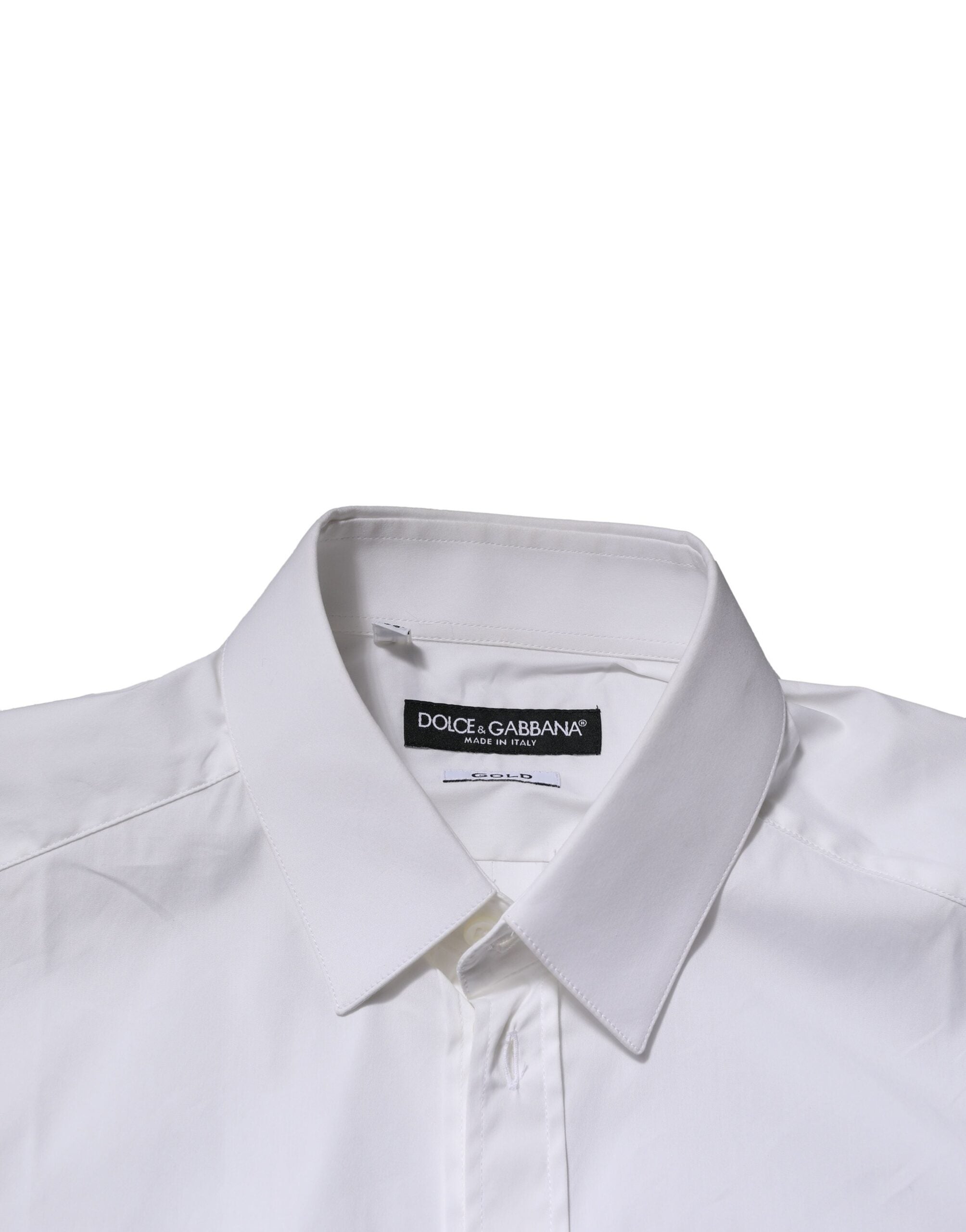 Dolce & Gabbana White GOLD Long Sleeves Dress Formal Men's Shirt (Pre-Owned)