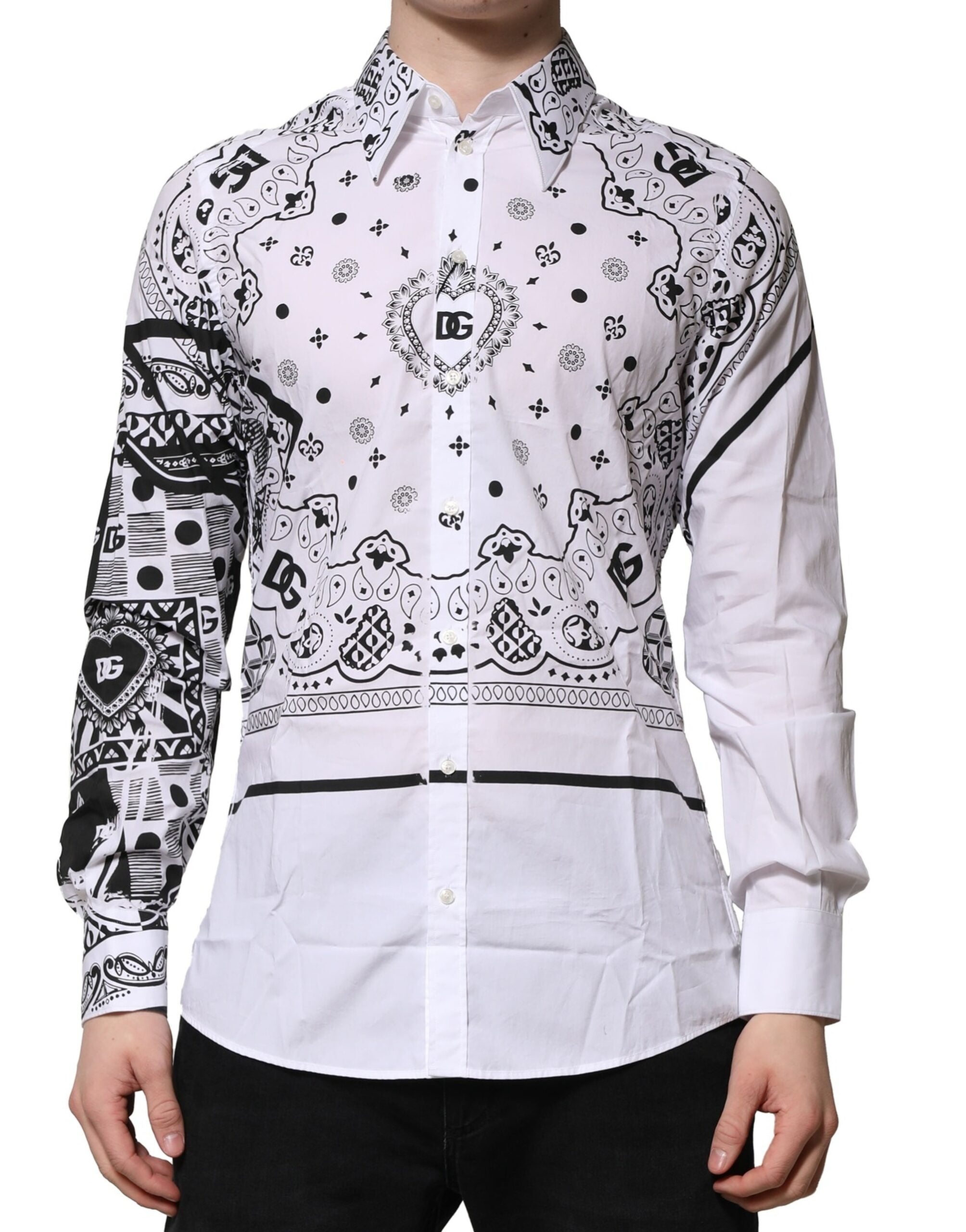 Dolce & Gabbana White MARTINI Bandana Print Formal Men's Shirt (Pre-Owned)