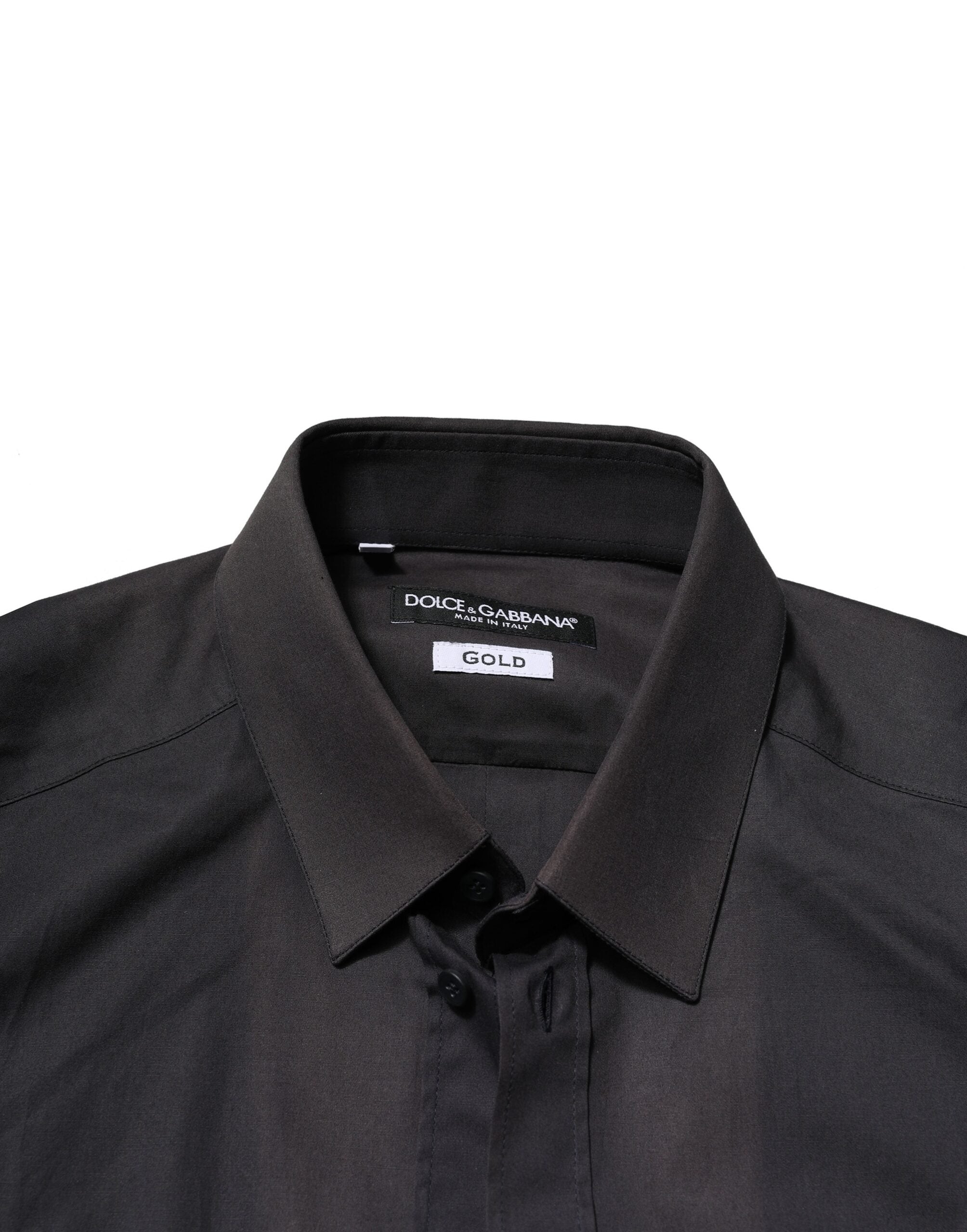 Dolce & Gabbana Blue Cotton GOLD Long Sleeves Formal Men's Shirt (Pre-Owned)