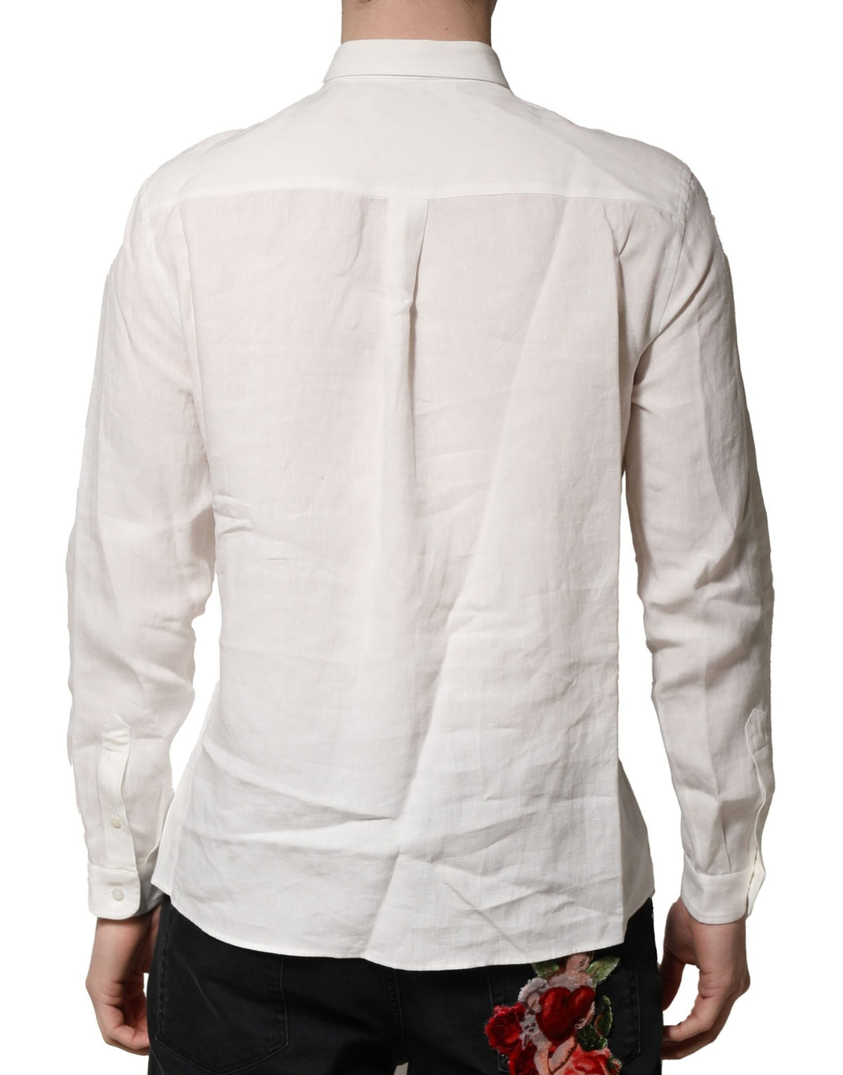 Dolce & Gabbana White DG Crown Embellish Dress Formal Men's Shirt (Pre-Owned)