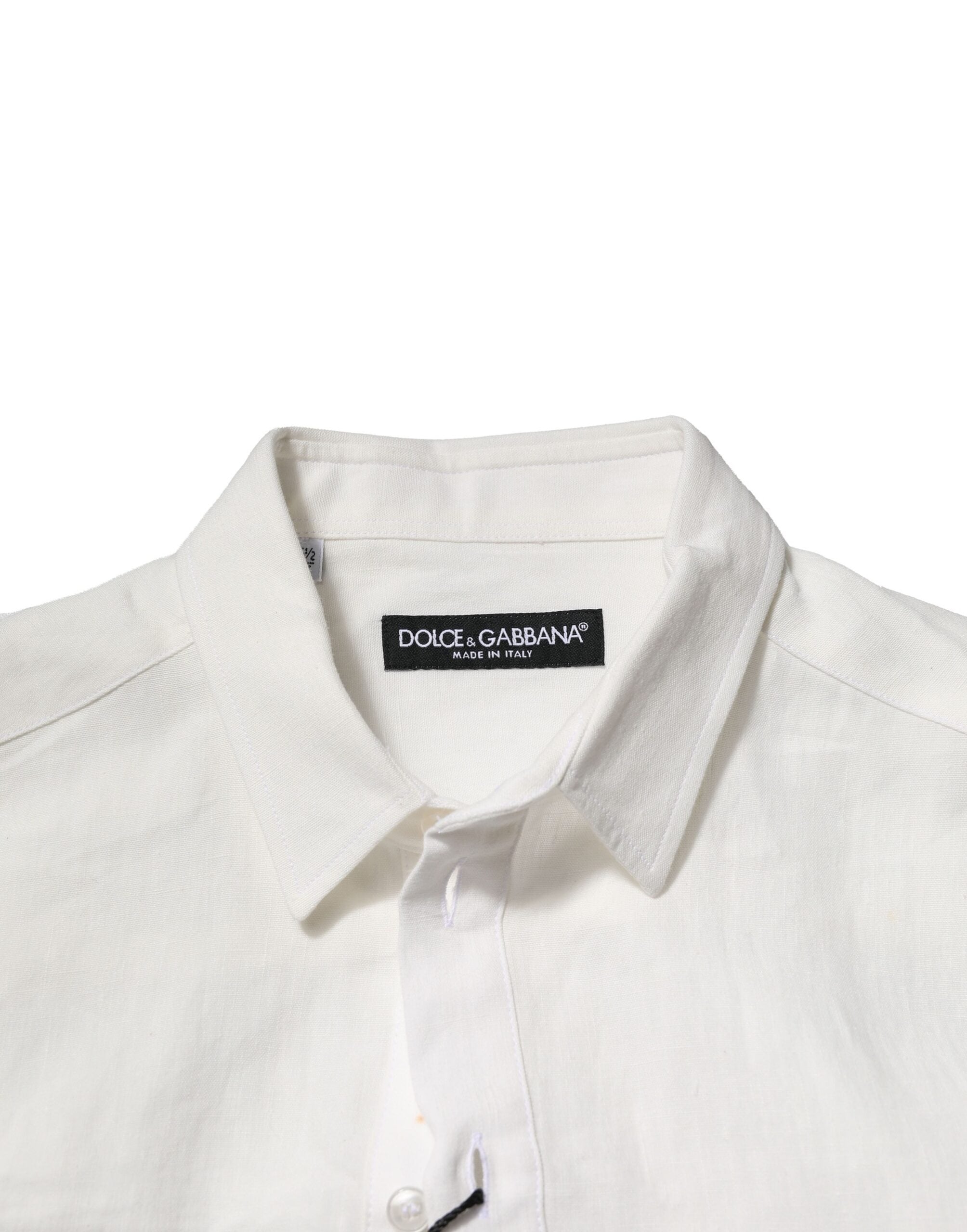 Dolce & Gabbana White DG Crown Embellish Dress Formal Men's Shirt (Pre-Owned)