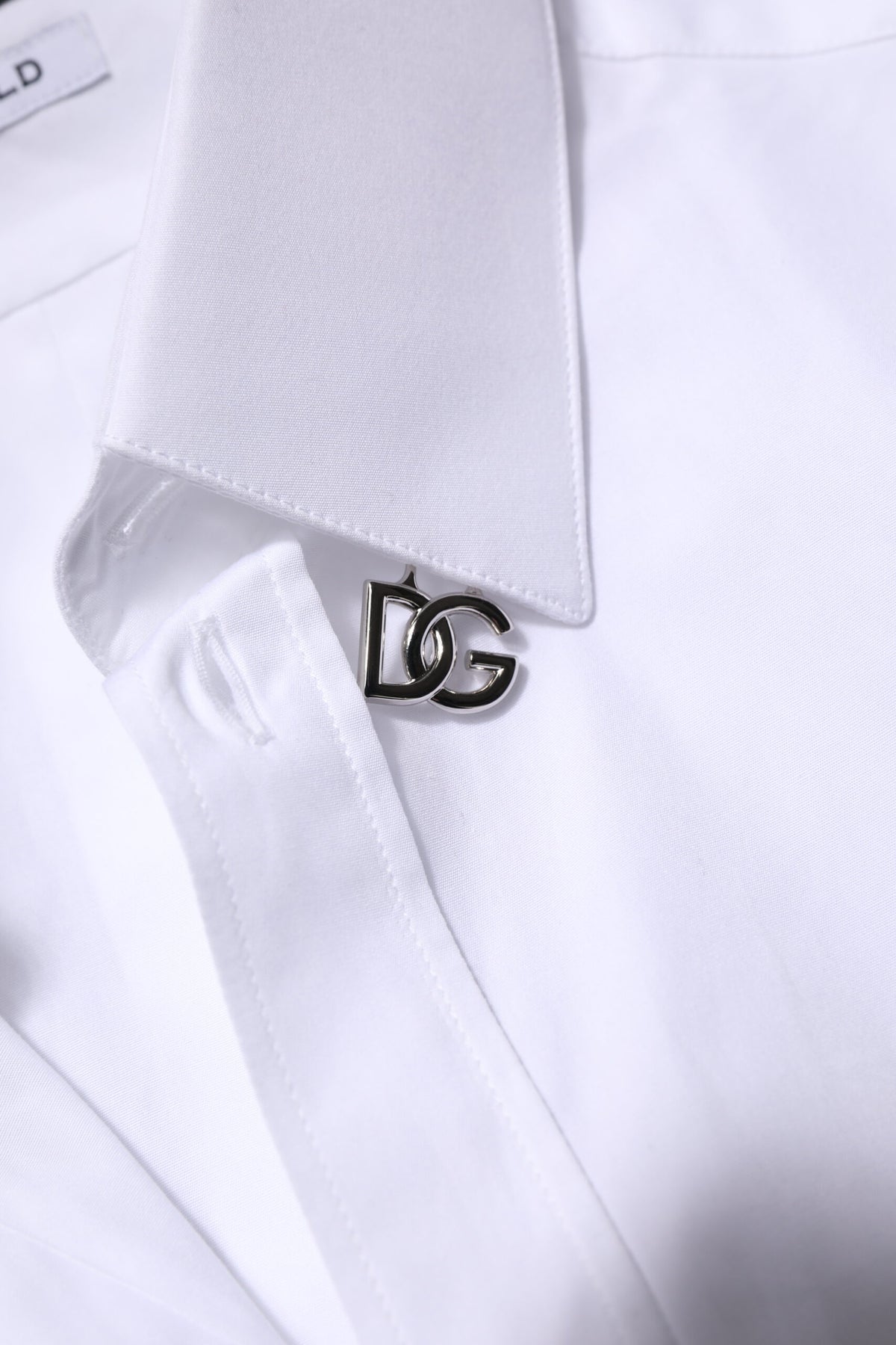 Dolce & Gabbana White Cotton GOLD Long Sleeves Formal Men's Shirt (Pre-Owned)