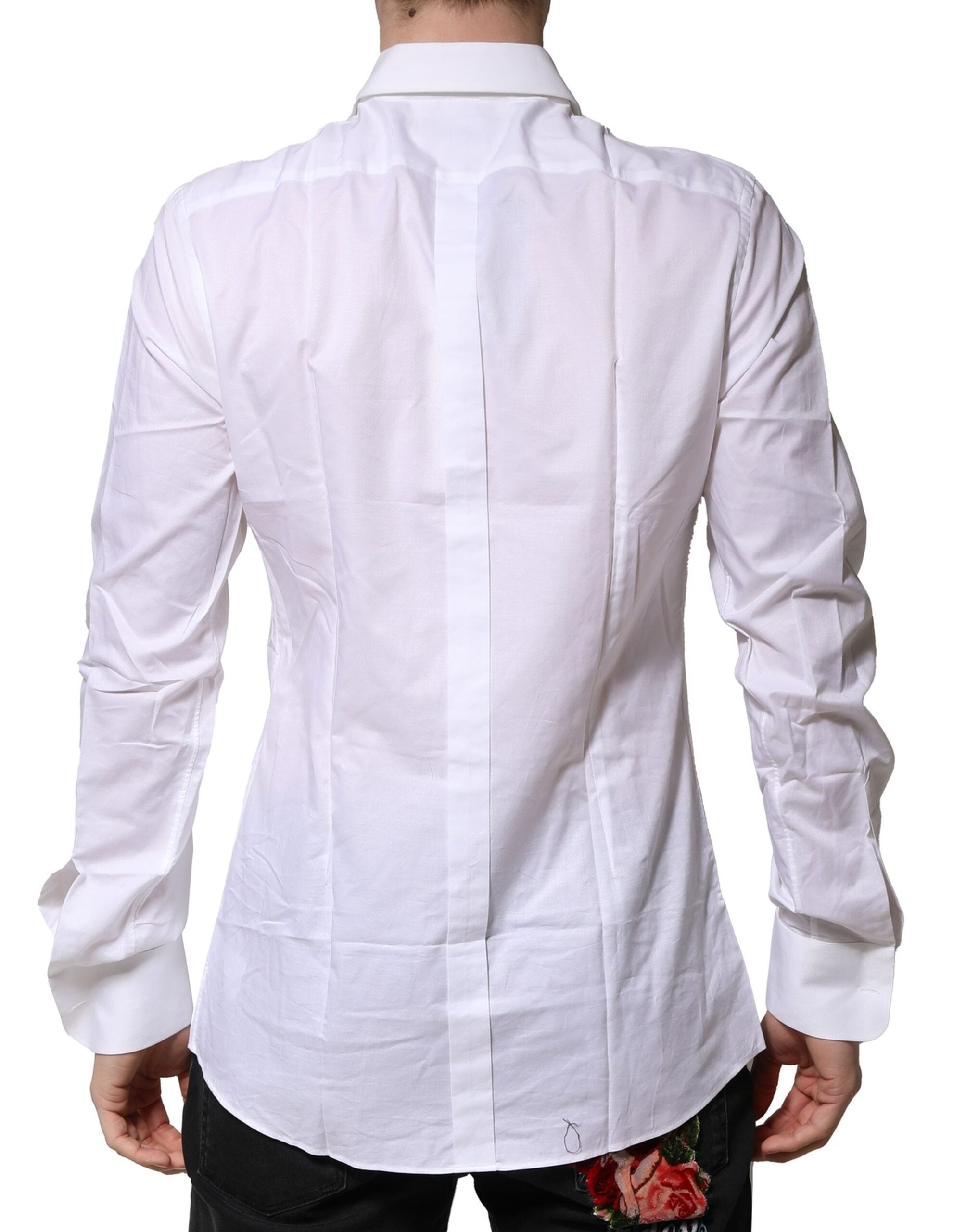 Dolce & Gabbana White Bib Cotton Poplin GOLD Men Formal Men's Shirt