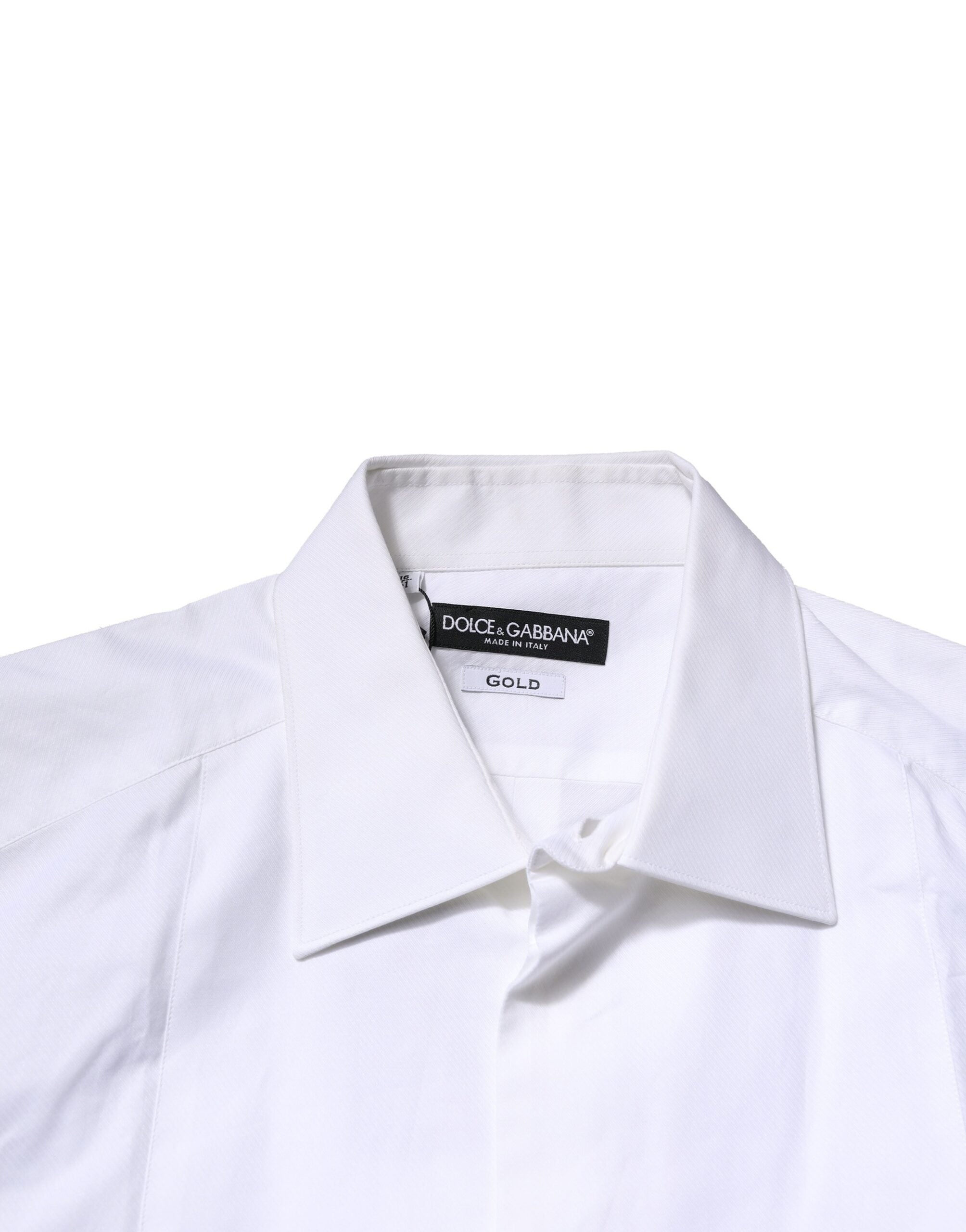 Dolce & Gabbana White Bib Cotton Poplin GOLD Men Formal Men's Shirt