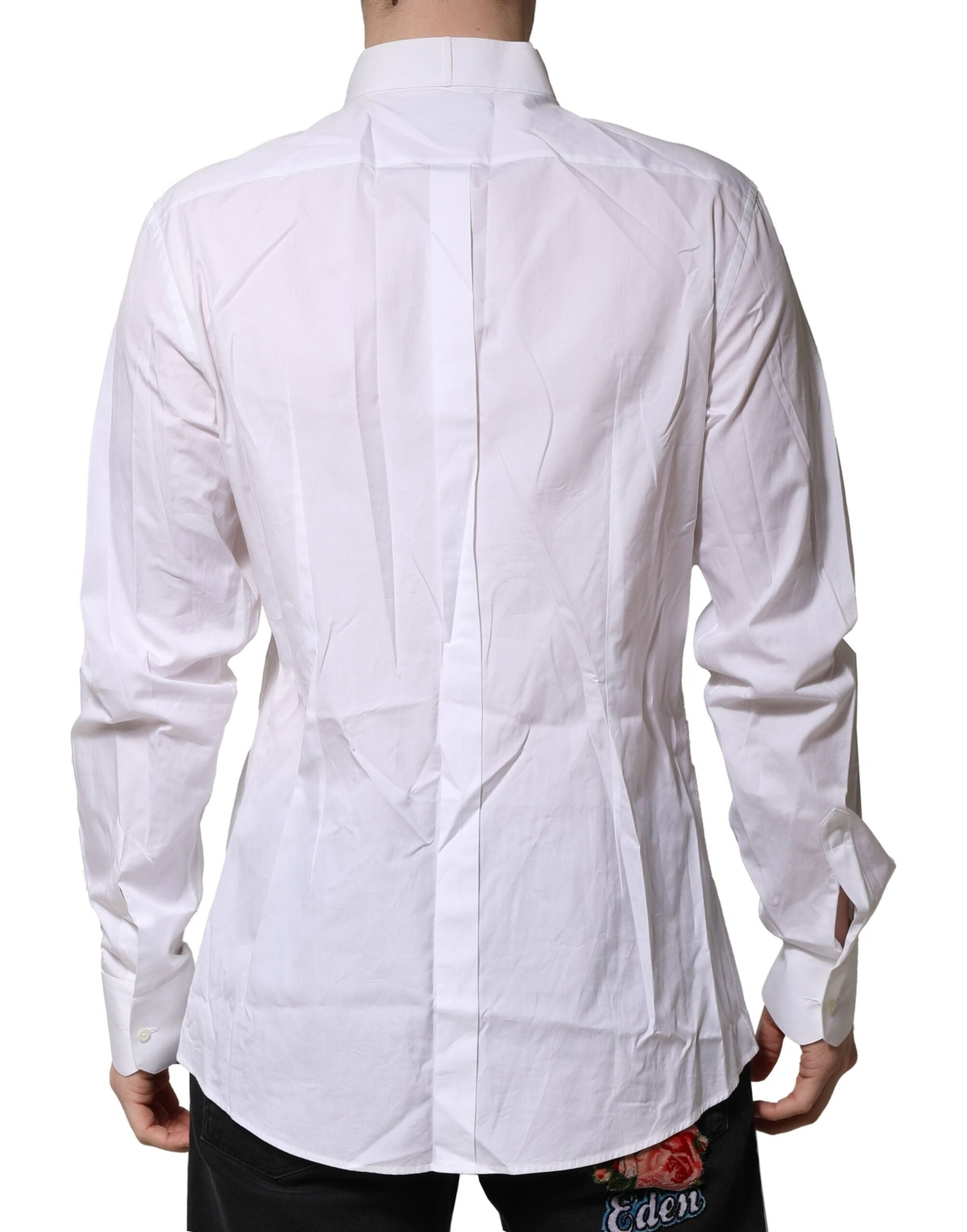 Dolce & Gabbana White GOLD Bib Poplin Dress Men Formal Men's Shirt (Pre-Owned)