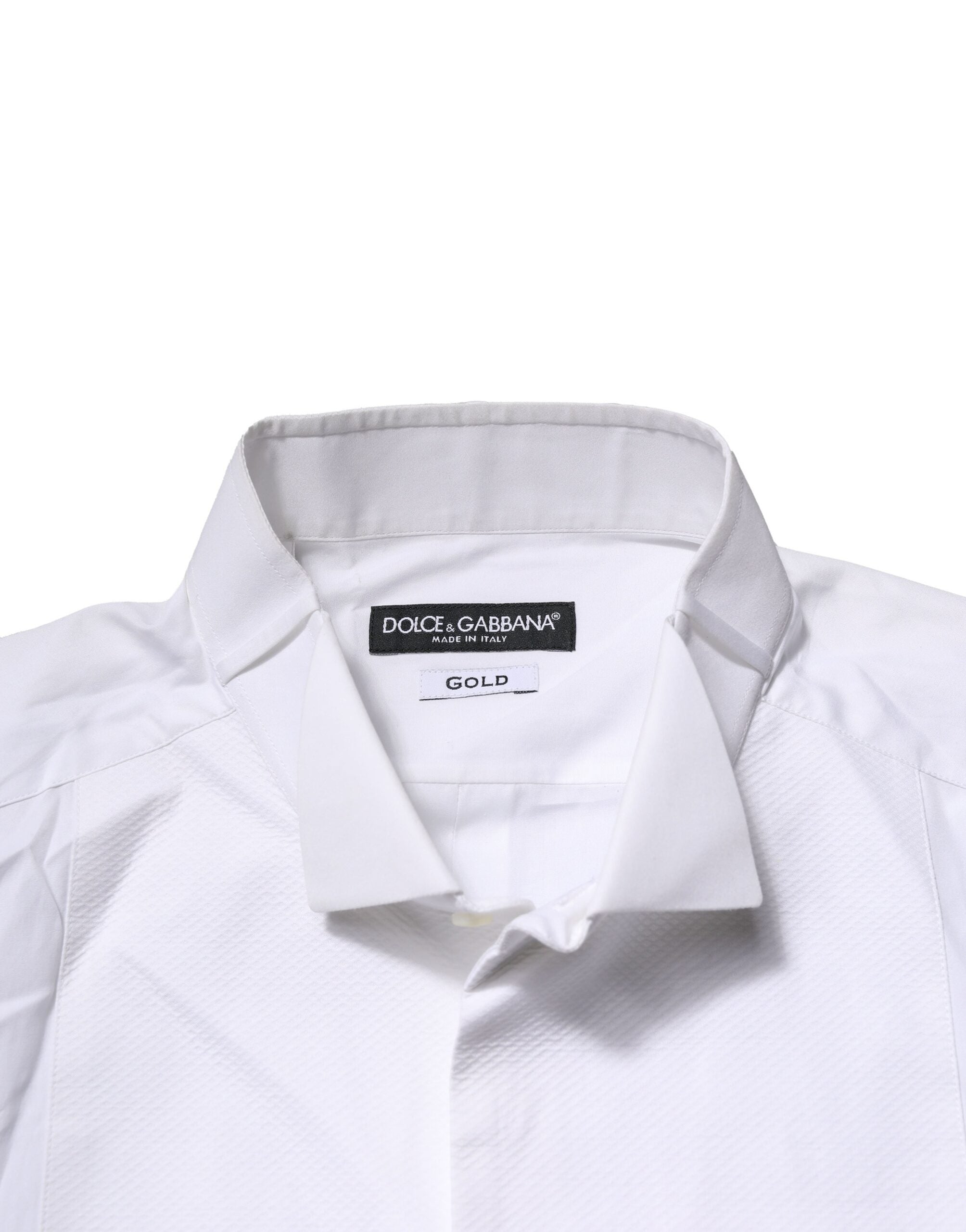Dolce & Gabbana White GOLD Bib Poplin Dress Men Formal Men's Shirt (Pre-Owned)