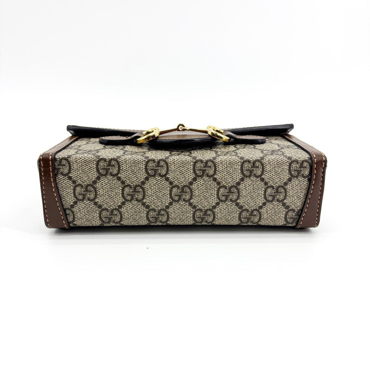 Gucci Horsebit 1955 Flap Gg Coated Canvas Brown Canvas Crossbody Bag Bag (Pre-Owned)