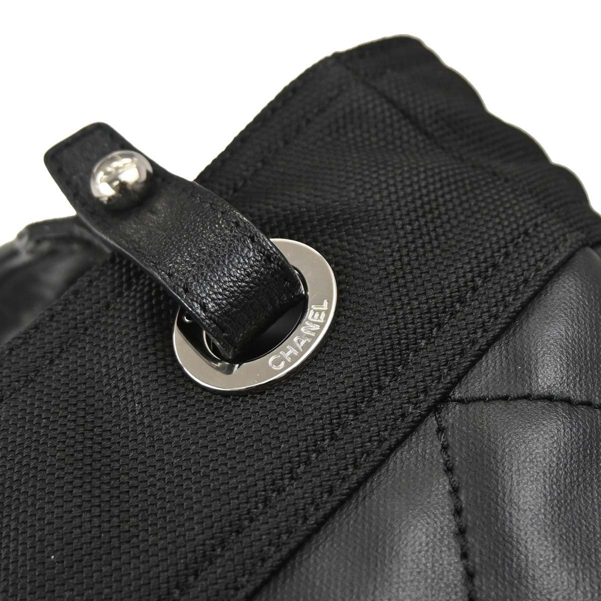 Chanel Biarritz Tote Quilted Coated Canvas Black Canvas Tote Bag Bag (Pre-Owned)