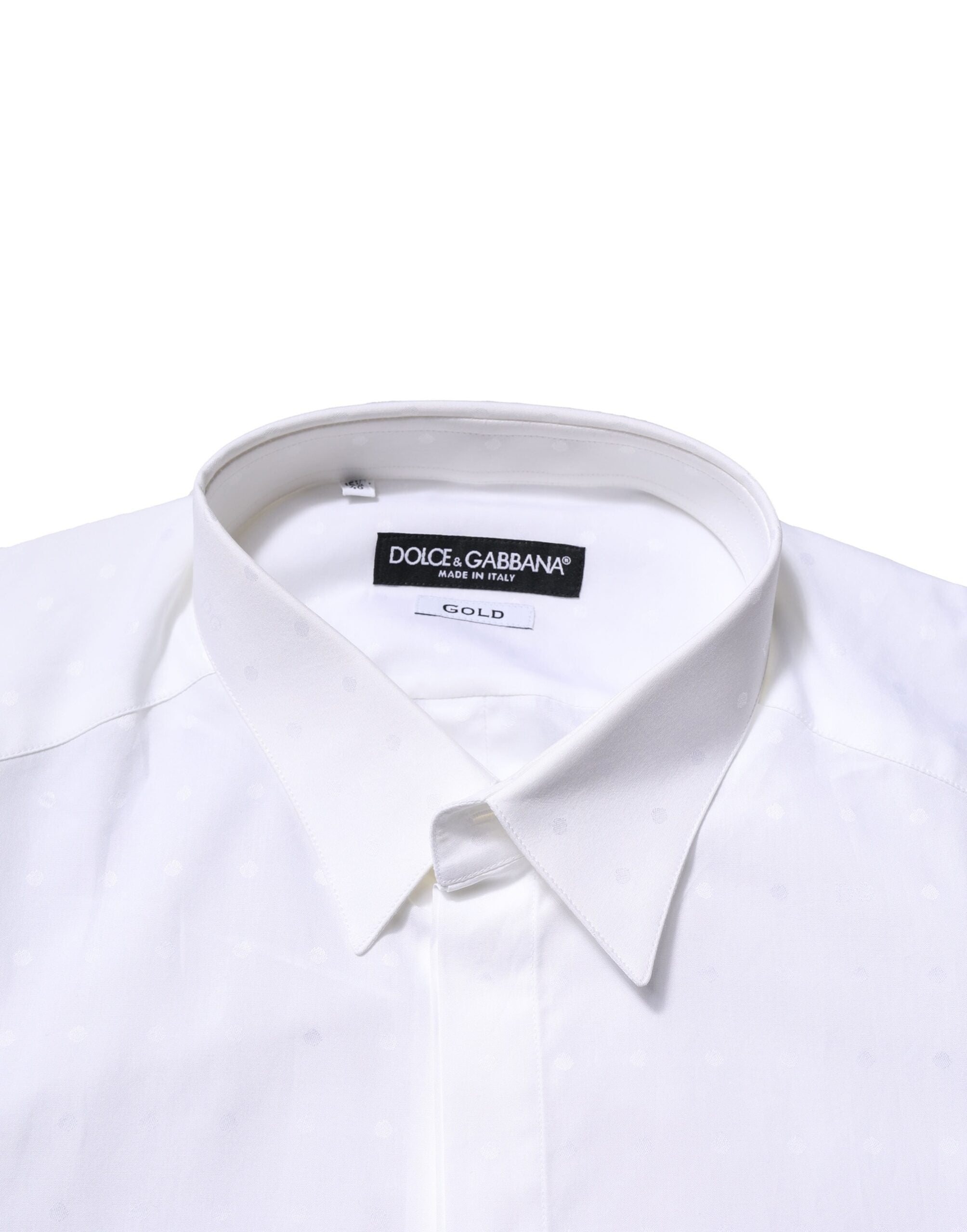 Dolce & Gabbana White Cotton GOLD Long Sleeves Formal Men's Shirt