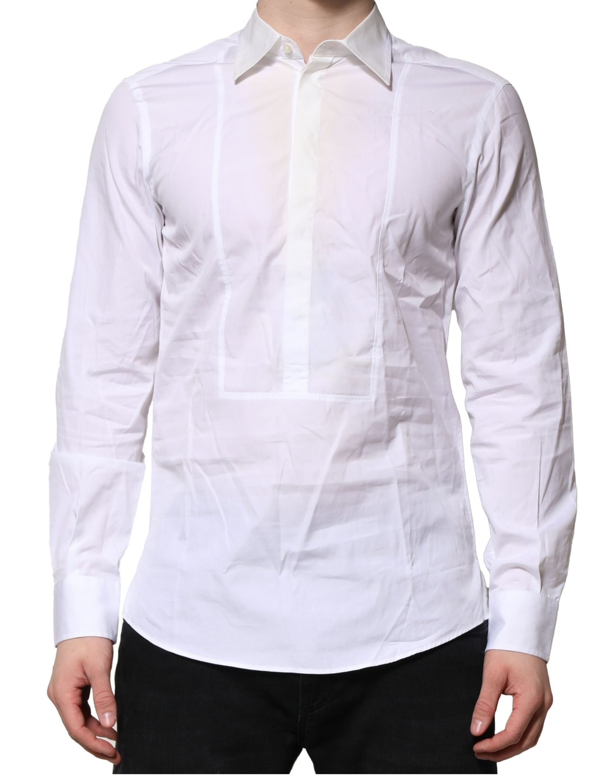 Dolce & Gabbana White Poplin Cotton Formal Men Dress Men's Shirt (Pre-Owned)