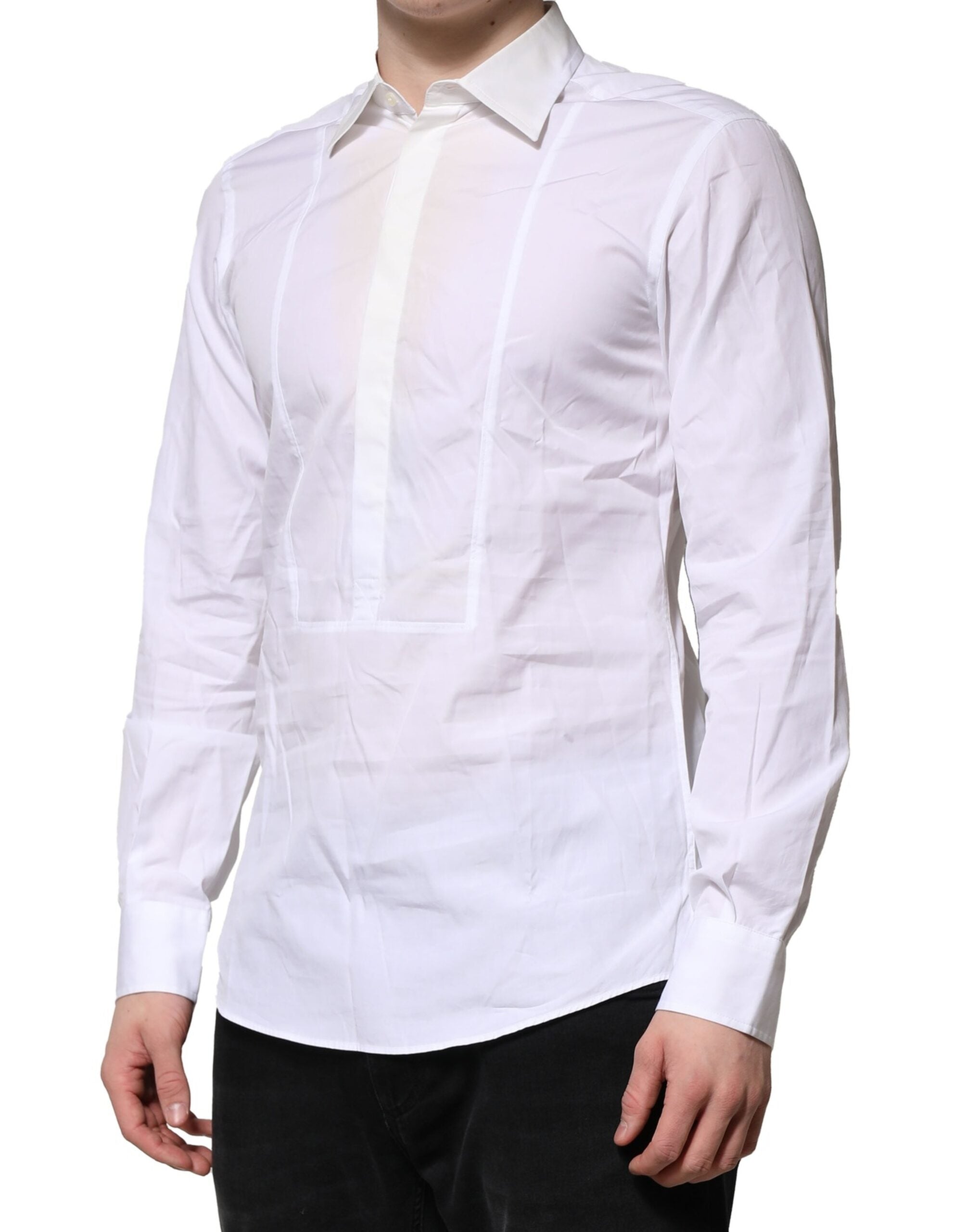 Dolce & Gabbana White Poplin Cotton Formal Men Dress Men's Shirt (Pre-Owned)