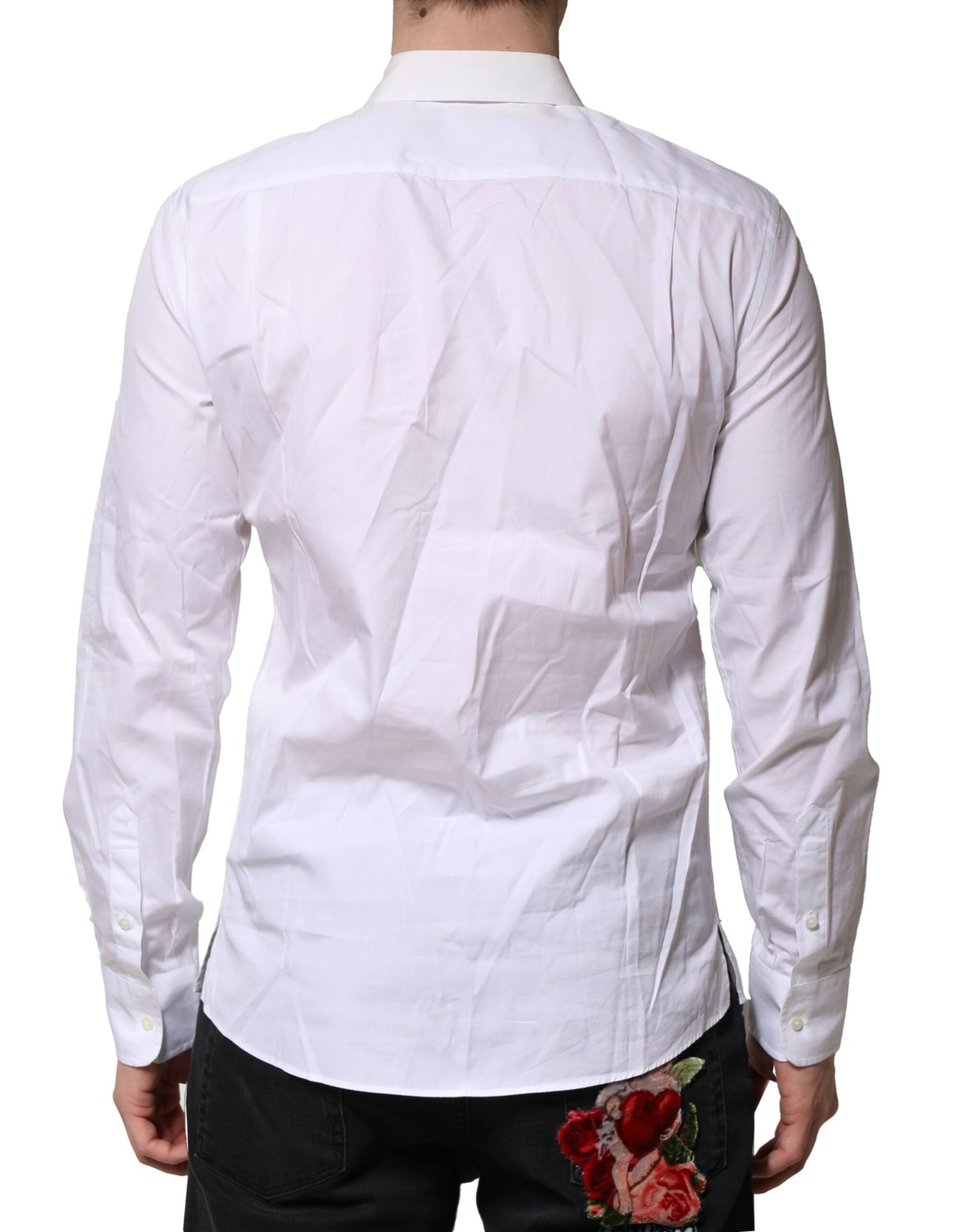 Dolce & Gabbana White Poplin Cotton Formal Men Dress Men's Shirt (Pre-Owned)