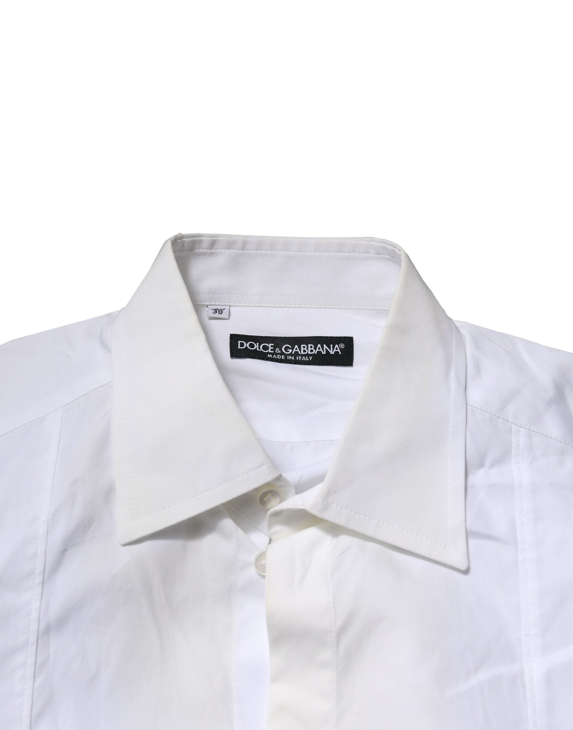 Dolce & Gabbana White Poplin Cotton Formal Men Dress Men's Shirt (Pre-Owned)