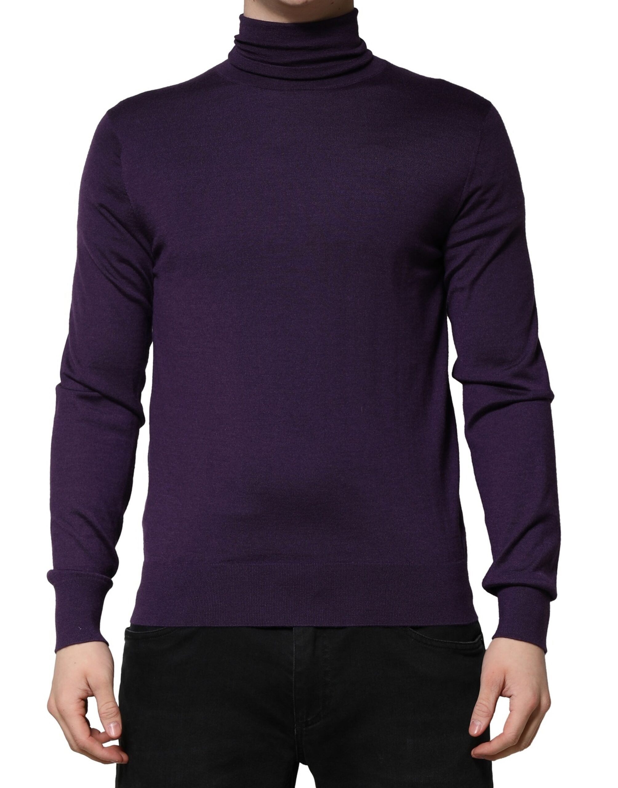 Dolce & Gabbana Purple Cashmere Turtleneck Pullover Men's Sweater