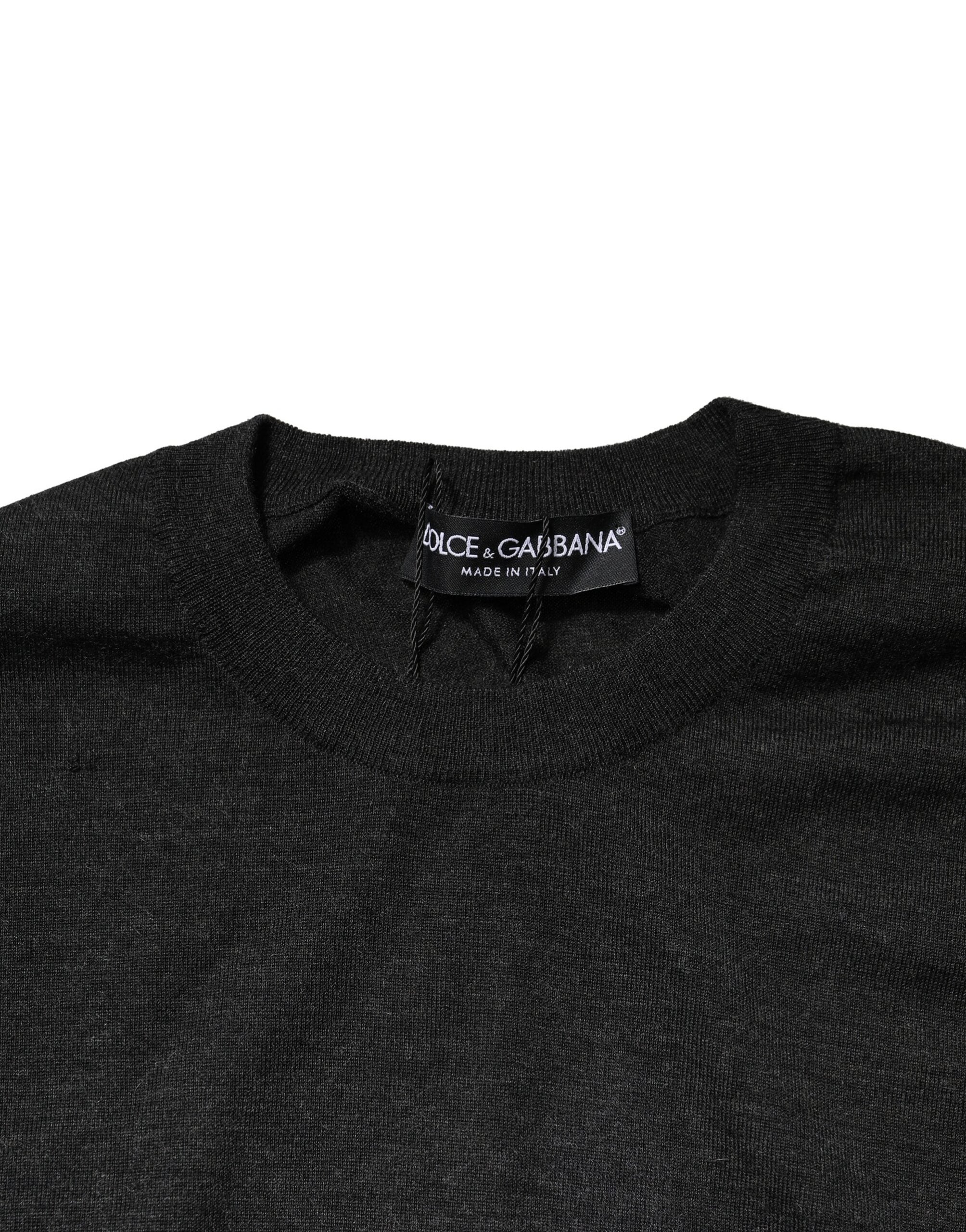 Dolce & Gabbana Gray Long Sleeve Crew Neck Pullover Men's Sweater (Pre-Owned)