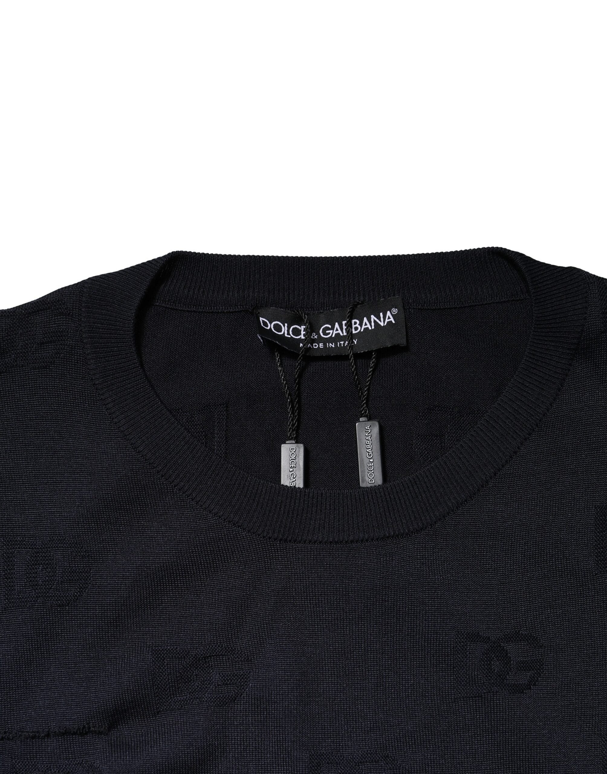 Dolce & Gabbana Black Silk Crew Neck Sweatshirt Men's Sweater (Pre-Owned)