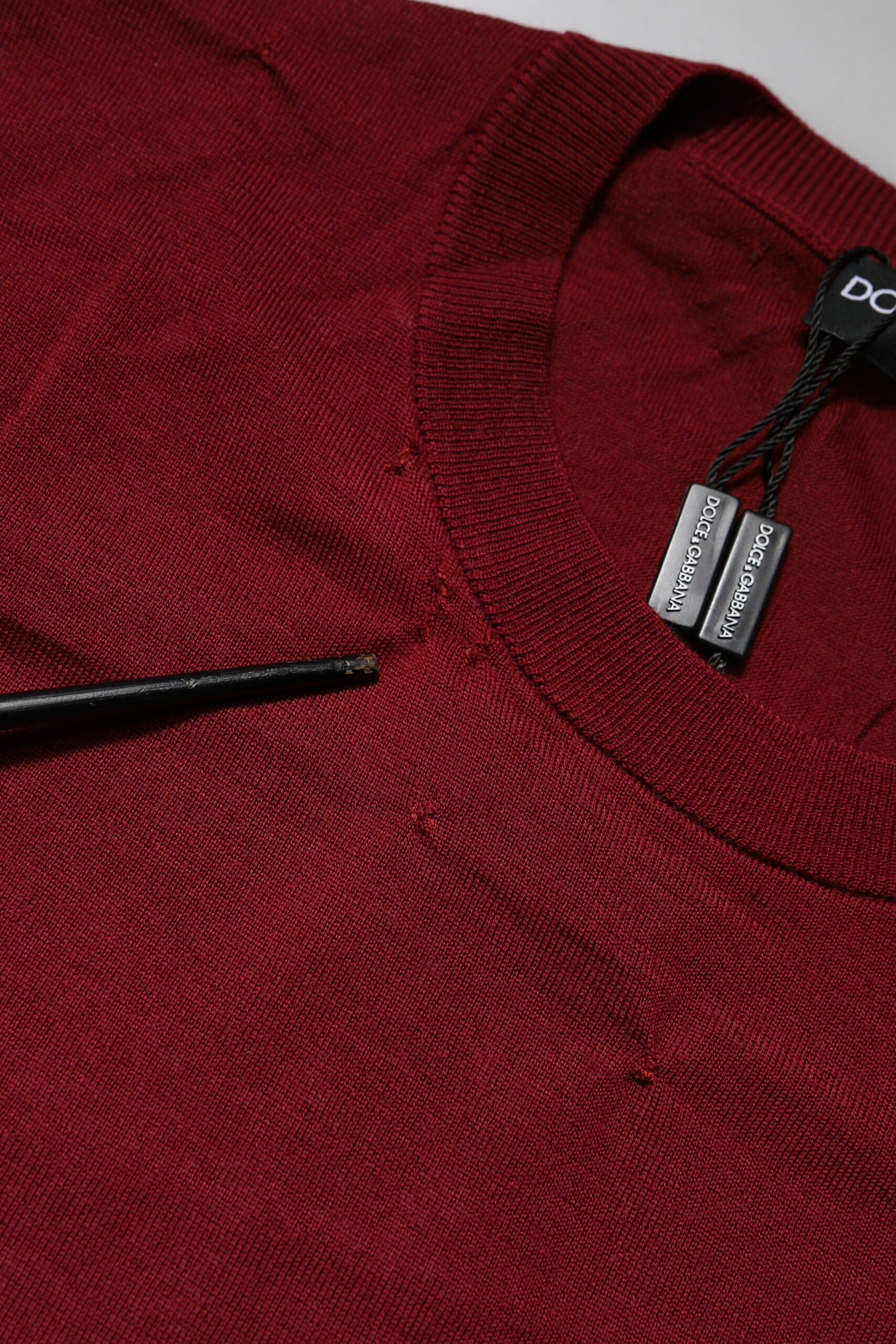 Dolce & Gabbana Maroon Cashmere Crew Neck Sweatshirt Men's Sweater (Pre-Owned)