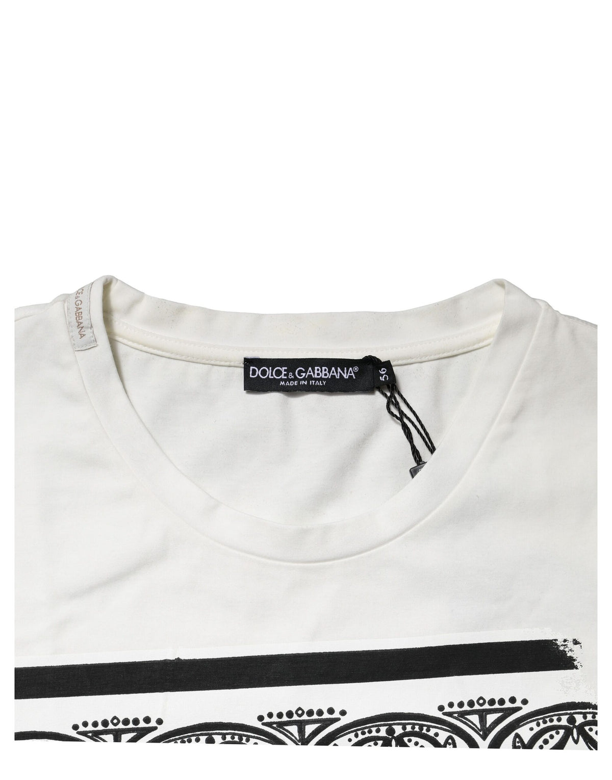 Dolce & Gabbana White Bandana Cotton Men Crew Neck Men's T-shirt (Pre-Owned)