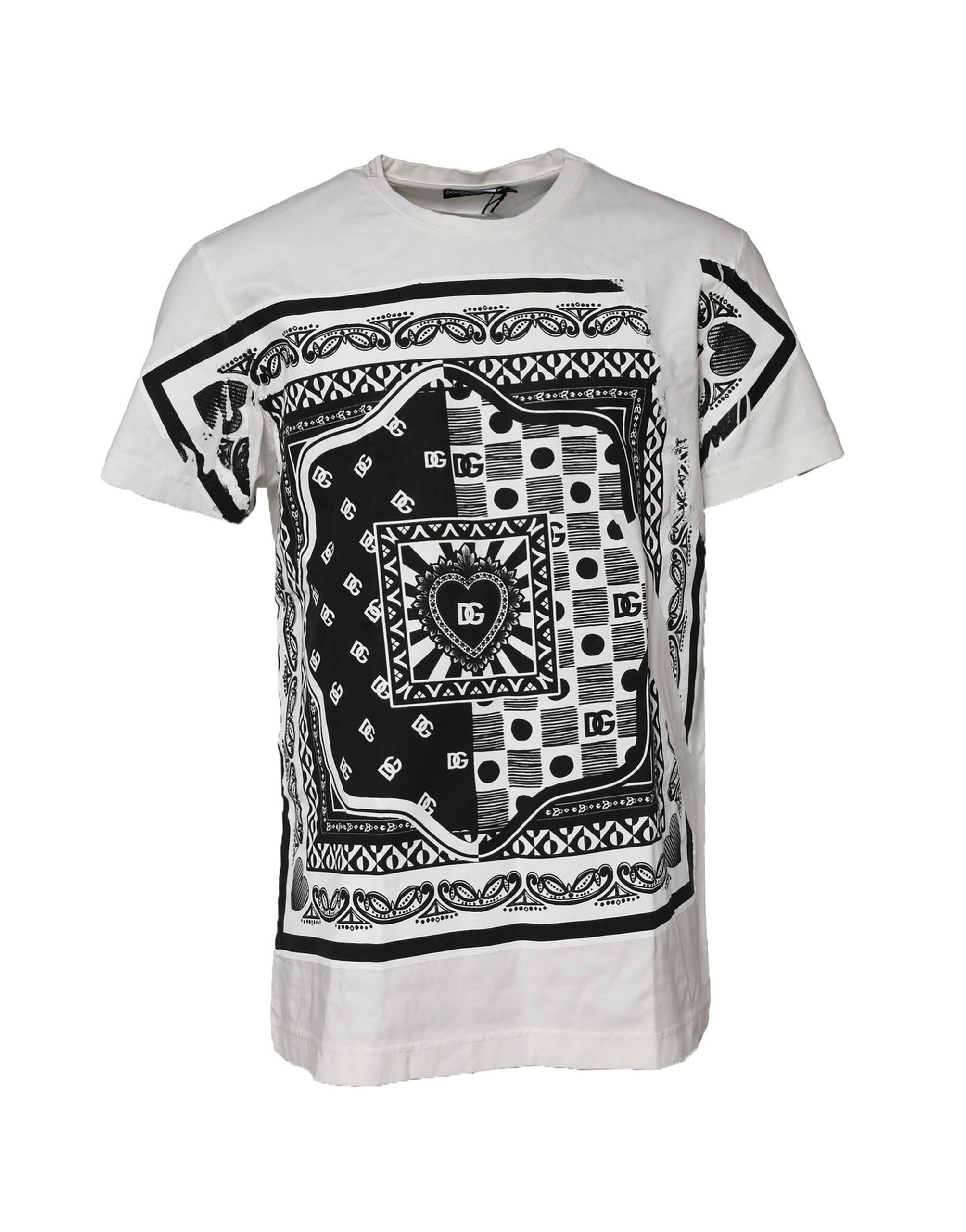 Dolce & Gabbana White Bandana Crew Neck Short Sleeves Men's T-shirt (Pre-Owned)