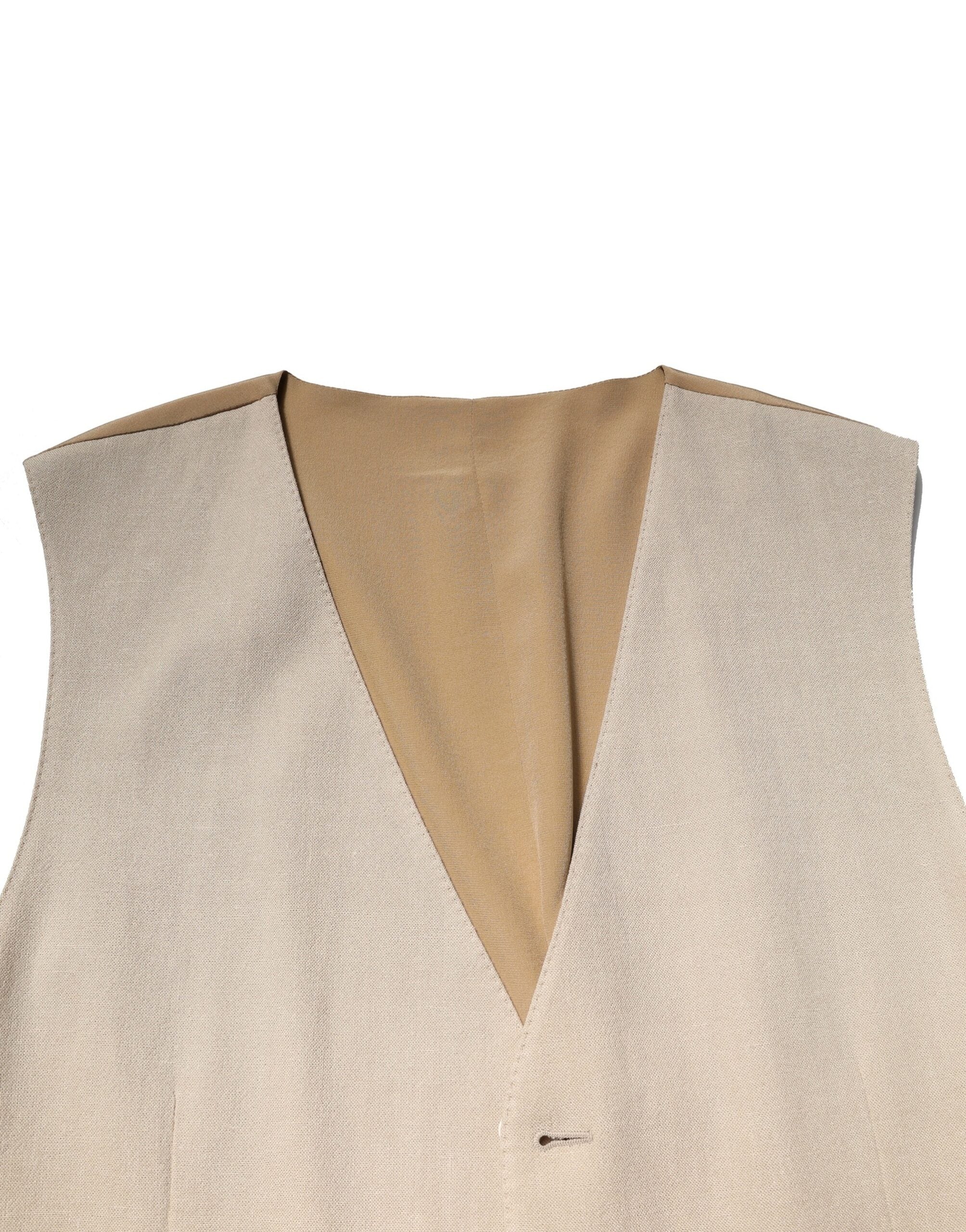 Dolce & Gabbana Beige Linen Dress Formal Men Waistcoat Men's Vest