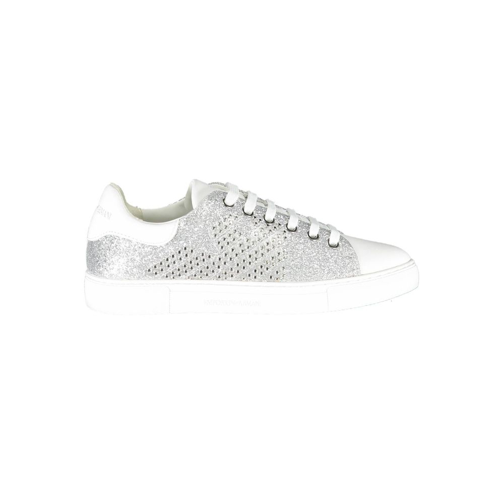 Emporio Armani Silver Leather Women Women's Sneaker