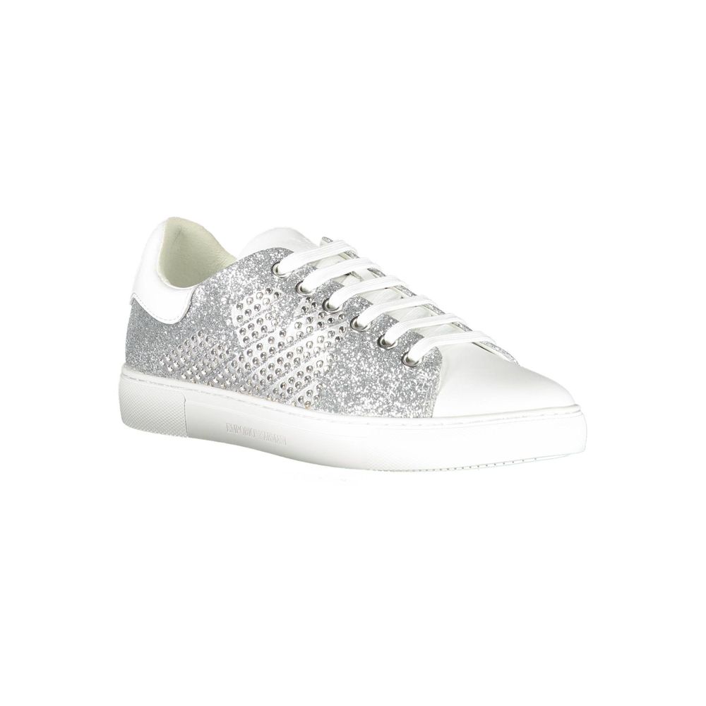 Emporio Armani Silver Leather Women Women's Sneaker