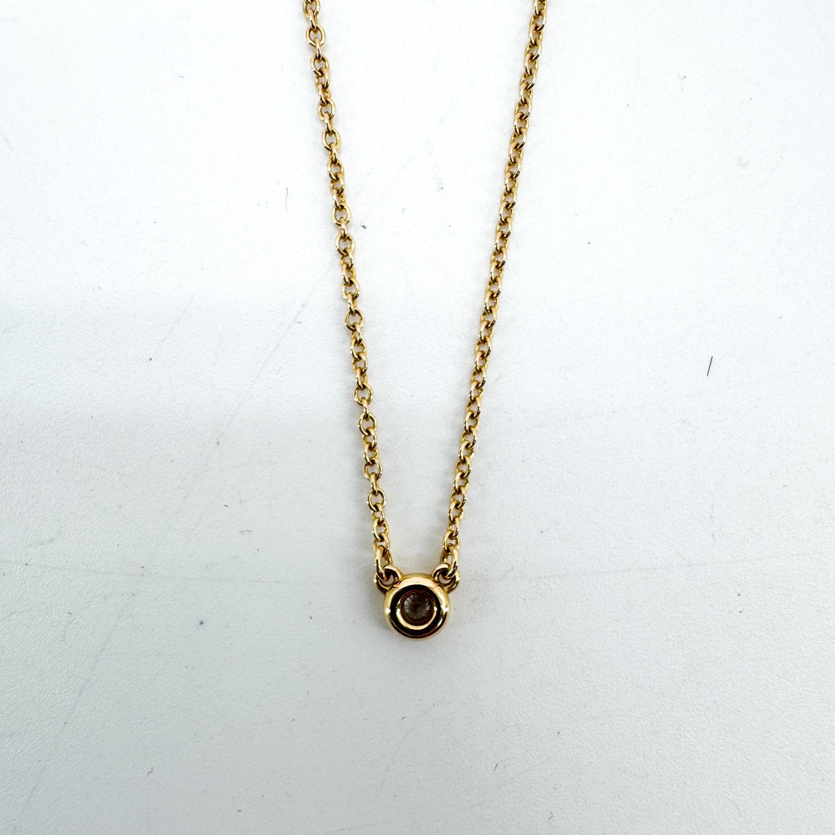 Tiffany & Co. Elsa Peretti Diamonds By The Yard Pendant 18K Yellow Gold With Diamond Gold Yellow_Gold Necklace Jewelry (Pre-Owned)
