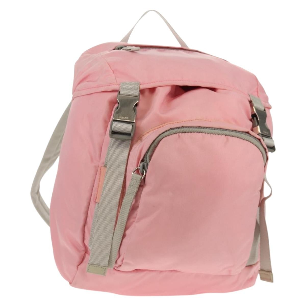 Prada Double Buckle Tessuto Pink Nylon Backpack Bag (Pre-Owned)