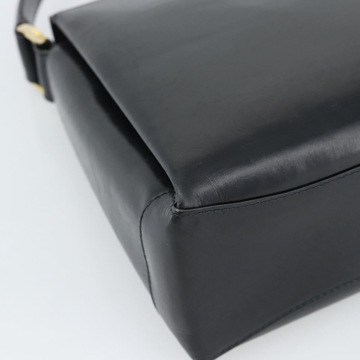 Gucci Vintage Convertible Box Leather Black Leather Handbag (Pre-Owned)