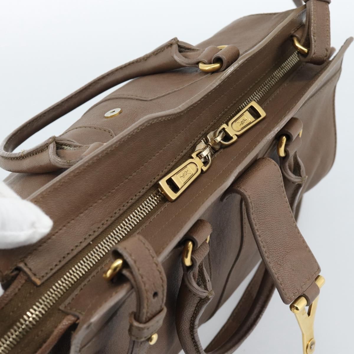 Saint Laurent Chyc Cabas Leather Brown Leather Tote Bag Bag (Pre-Owned)