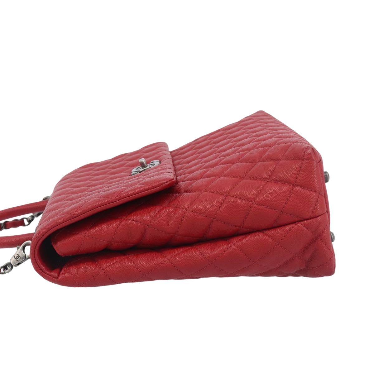Chanel Coco Top Handle Caviar Red Calfskin Handbag (Pre-Owned)