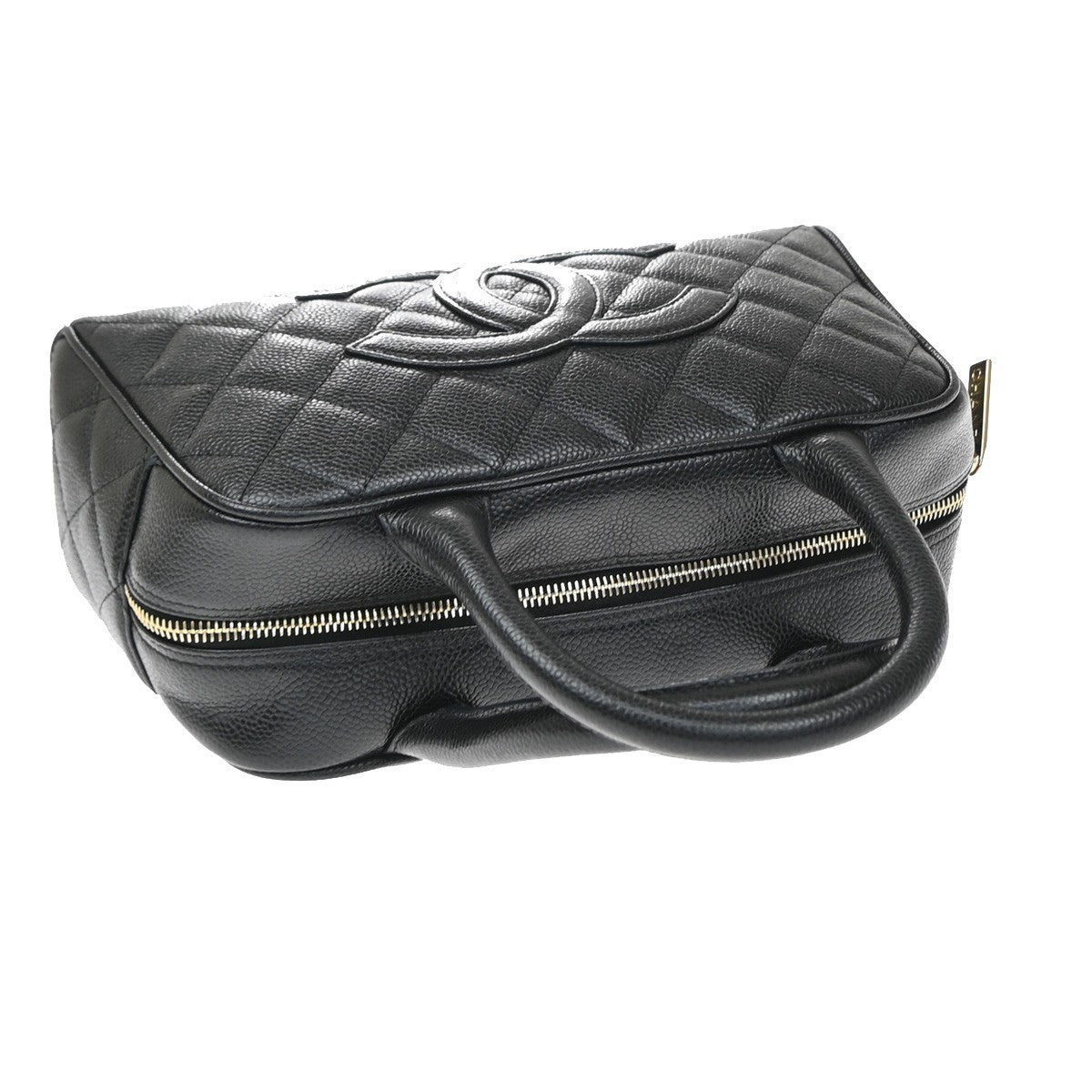 Chanel Timeless Cc Bowler Quilted Caviar Black Leather Handbag (Pre-Owned)