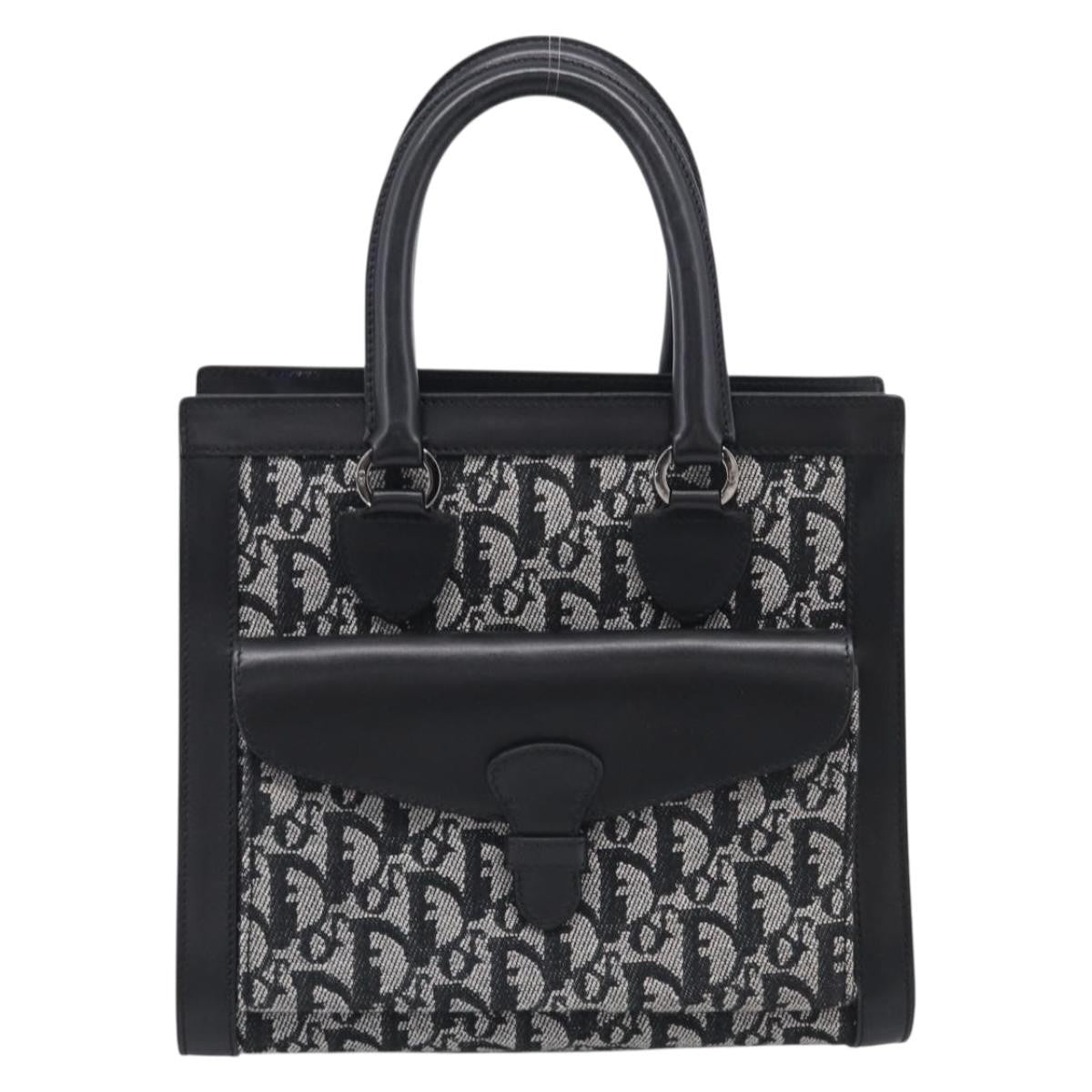 Christian Dior Vintage Trotter Pocket Diorissimo Canvas Black Canvas Tote Bag Bag (Pre-Owned)