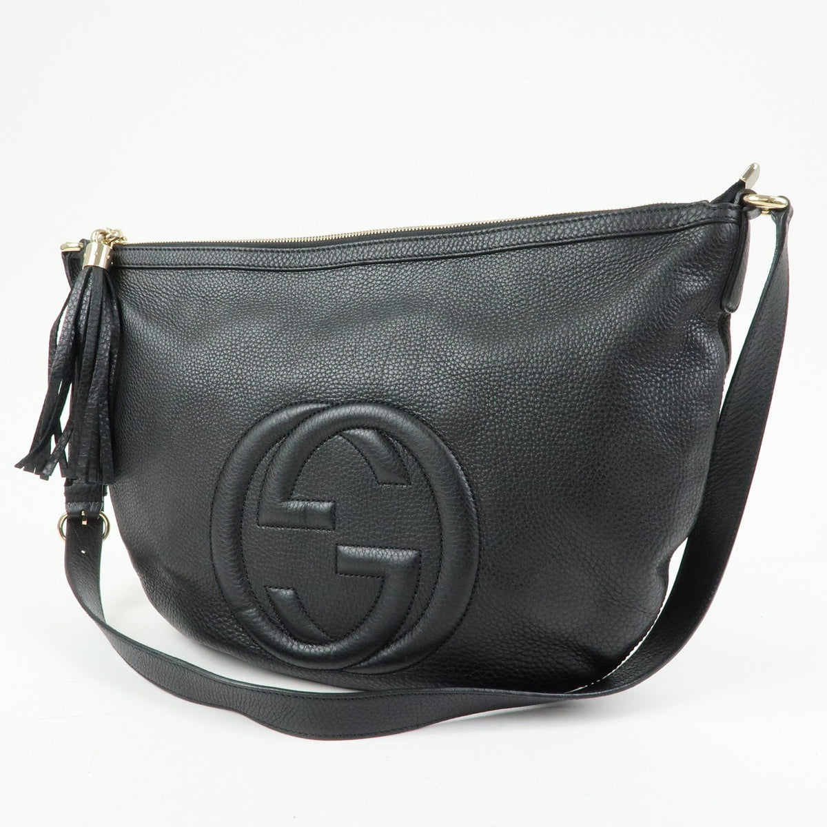 Gucci Soho Messenger Leather Black Leather Handbag (Pre-Owned)