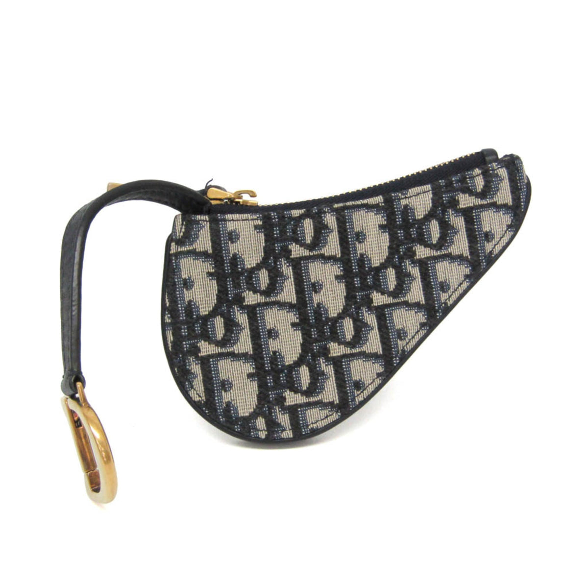 Christian Dior Vintage Saddle Zip Coin Purse Diorissimo Canvas Navy Canvas Clutche & Pouche Bag (Pre-Owned)